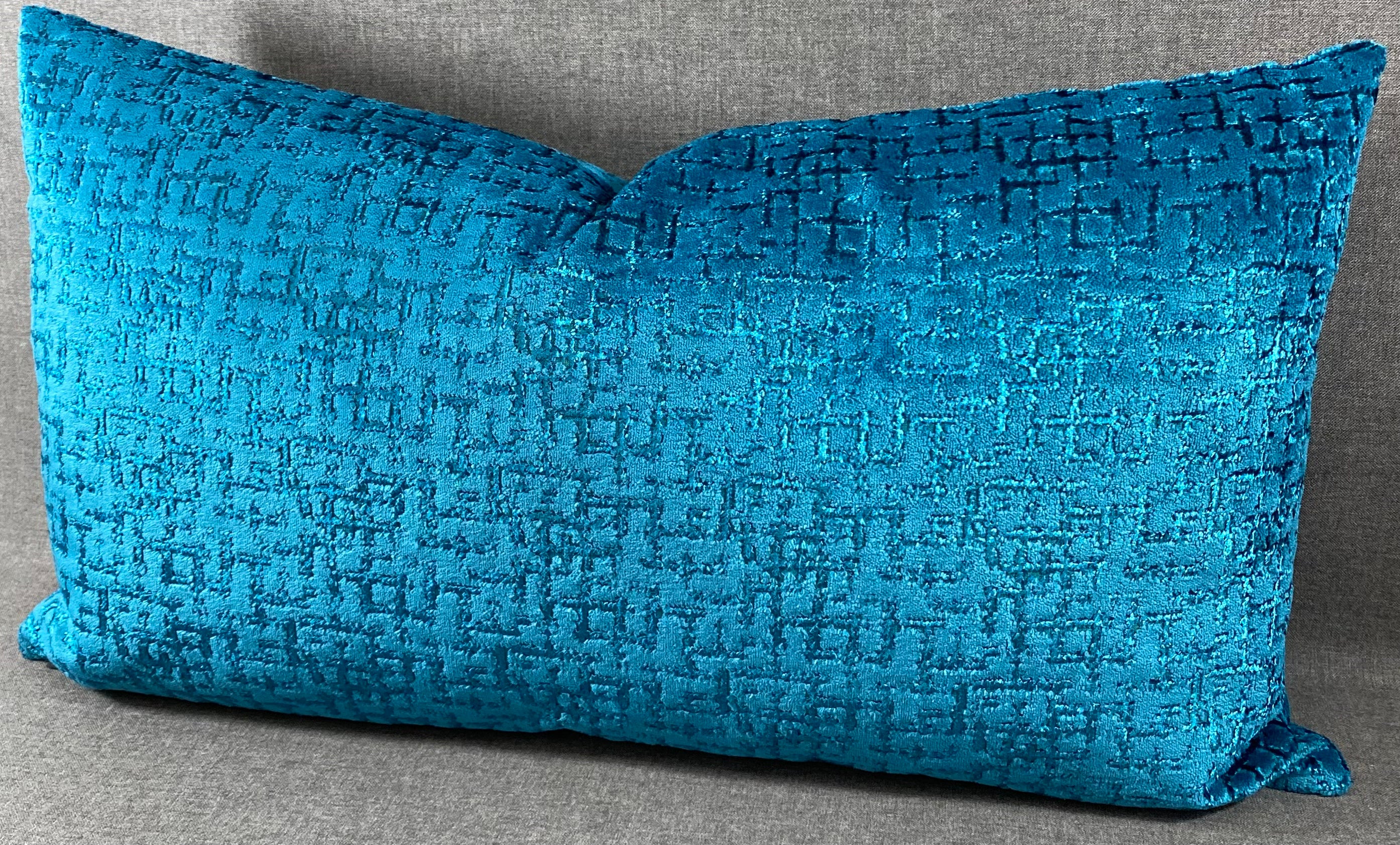 Luxury Lumbar Pillow - 24" x 14"- Tetris Peacock