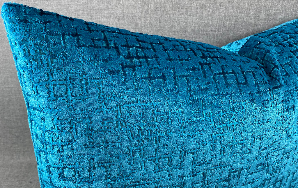 Luxury Lumbar Pillow - 24" x 14"- Tetris Peacock