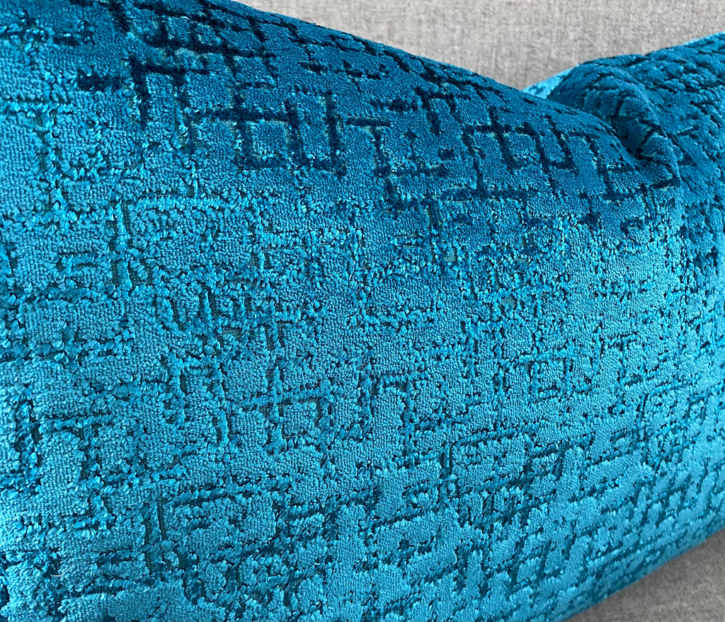 Luxury Lumbar Pillow - 24" x 14"- Tetris Peacock