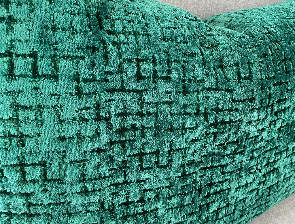 Luxury Lumbar Pillow - 24" x 14"- Tetris Emerald