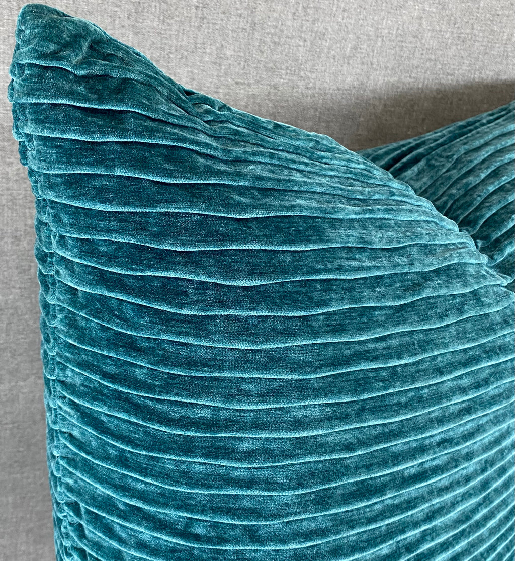Luxury Pillow – 24" × 24" – Pleatte Peacock | Pleated Velvet – Kim ...