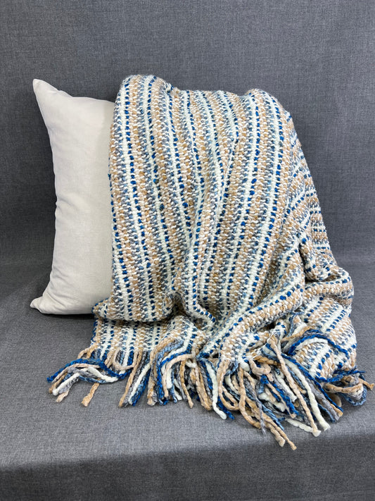 Luxury Knit Throw - 40" x 70" -  Stria Driftwood; Bulky knit throw