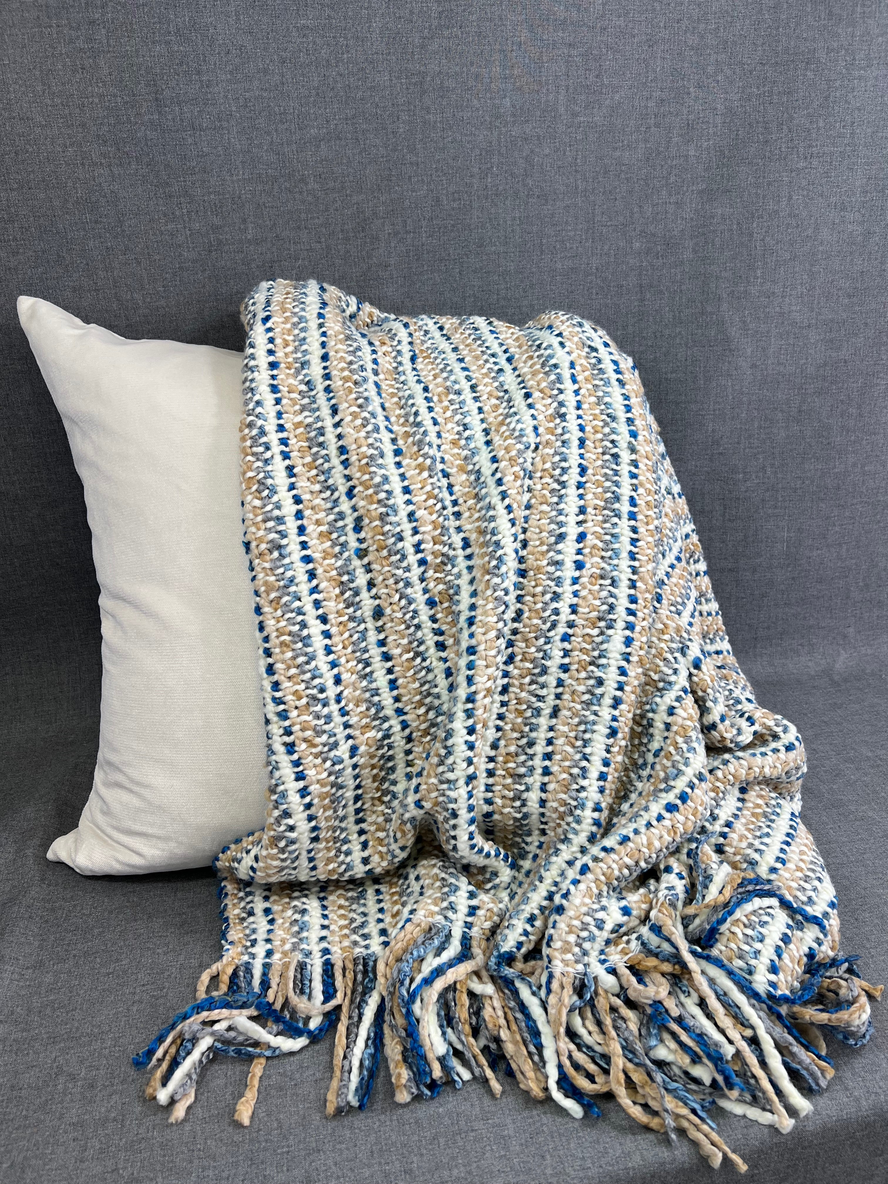 Luxury Knit Throw - 40" x 70" -  Stria Driftwood; Bulky knit throw