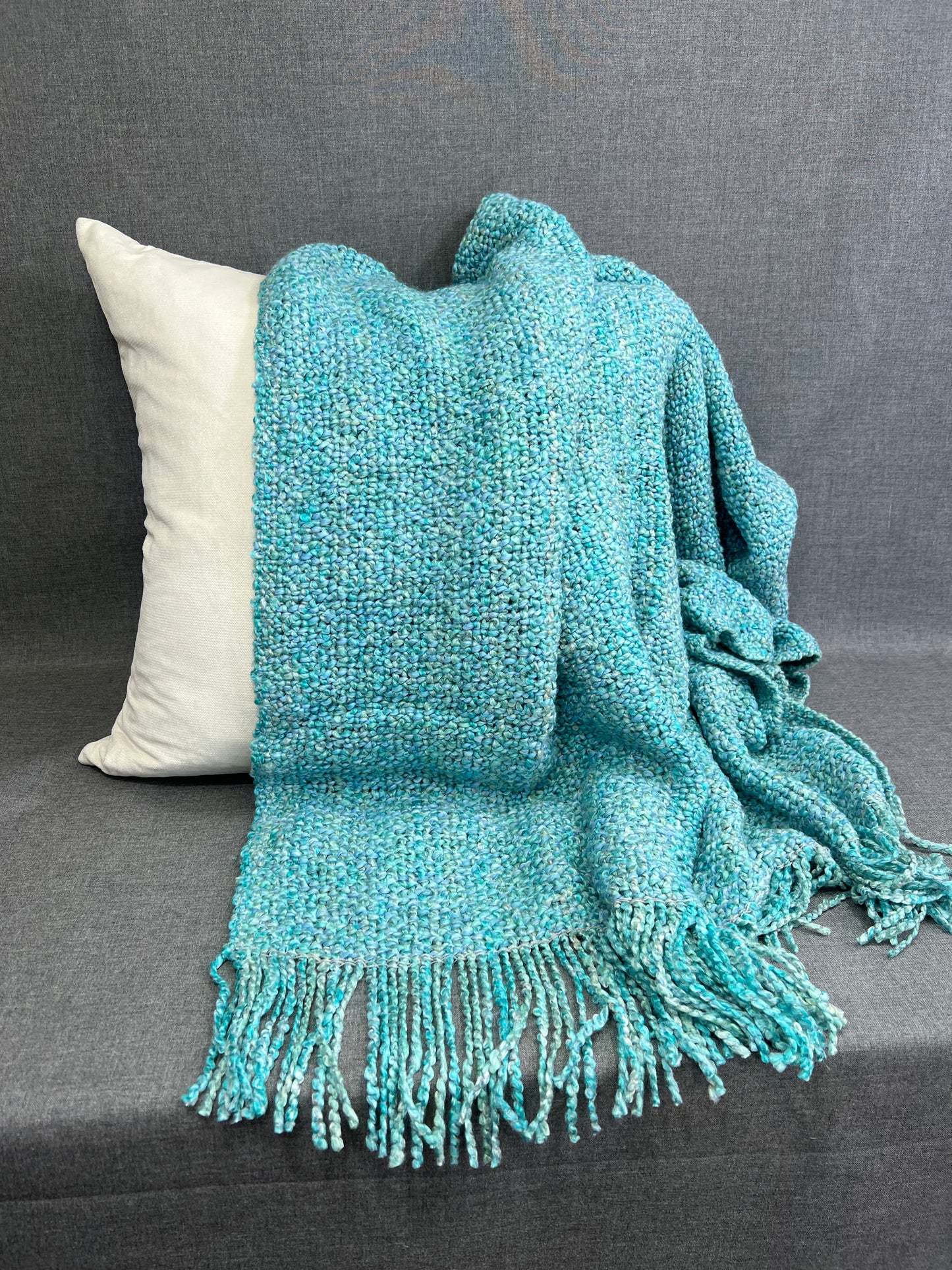 Luxury Knit Throw - 40" x 70" -  Campbell Aqua; Bulky Knit Throw