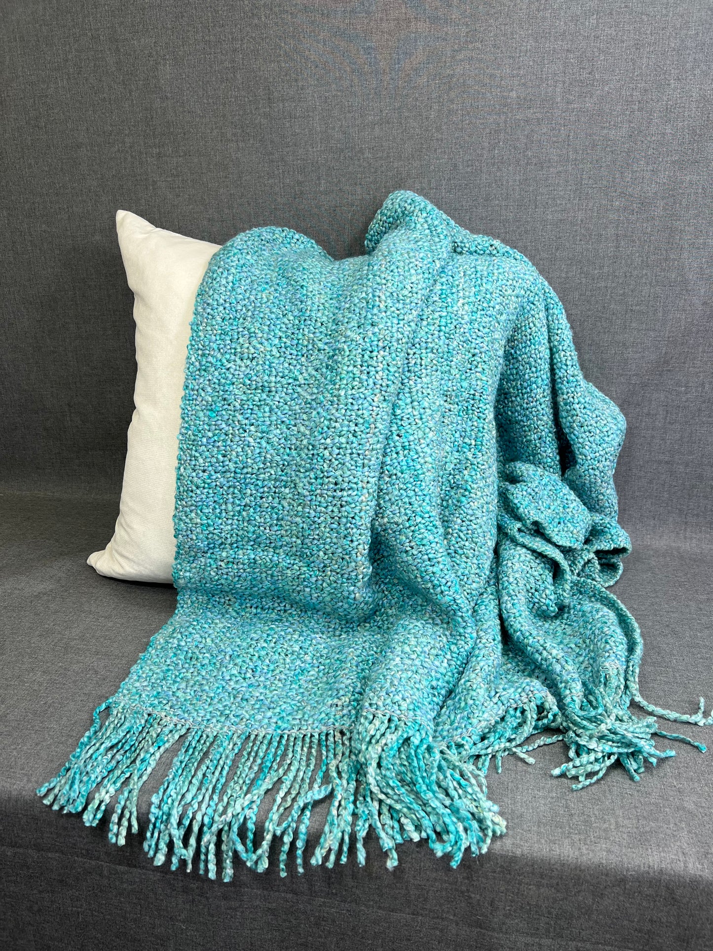 Luxury Knit Throw - 40" x 70" -  Campbell Aqua; Bulky Knit Throw