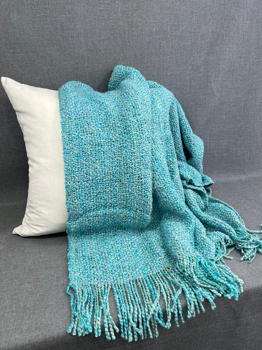 Luxury Knit Throw - 40" x 70" -  Campbell Aqua; Bulky Knit Throw