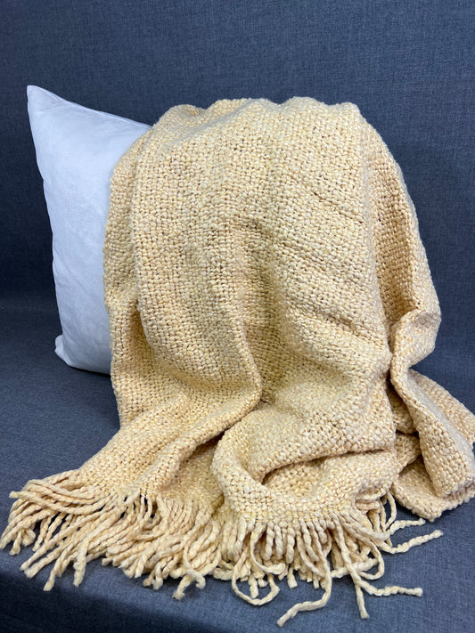 Luxury Knit Throw - 40" x 70" -  Campbell Lemon; Bulky Knit Throw