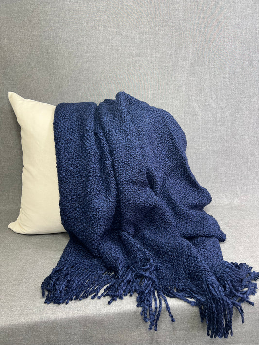 Luxury Knit Throw - 40" x 70" -  Campbell Midnight; Bulky Knit Throw