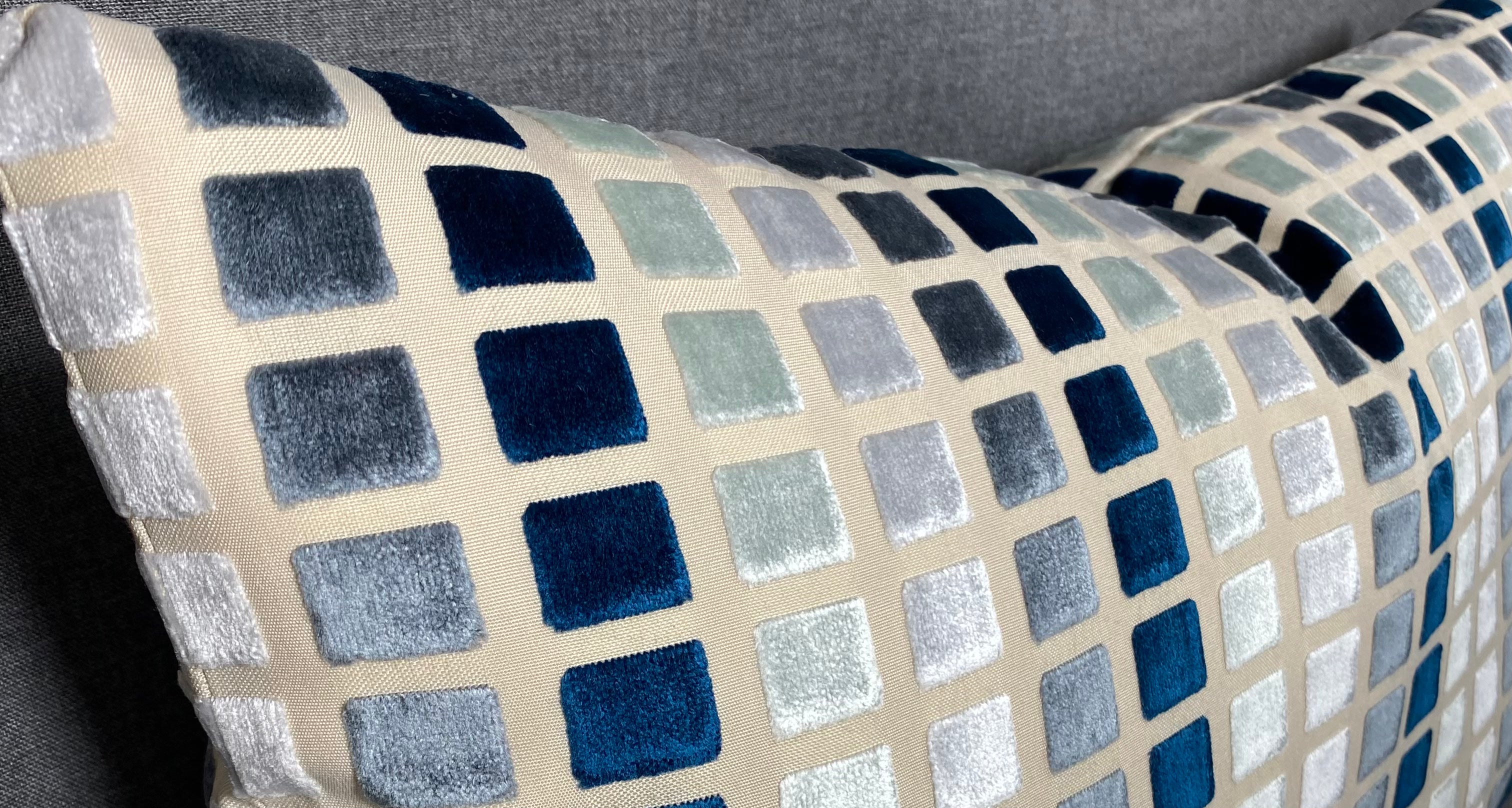Luxury Lumbar Pillow – 24" × 14" – Tile Esque | Blue Tile Design – Kim ...