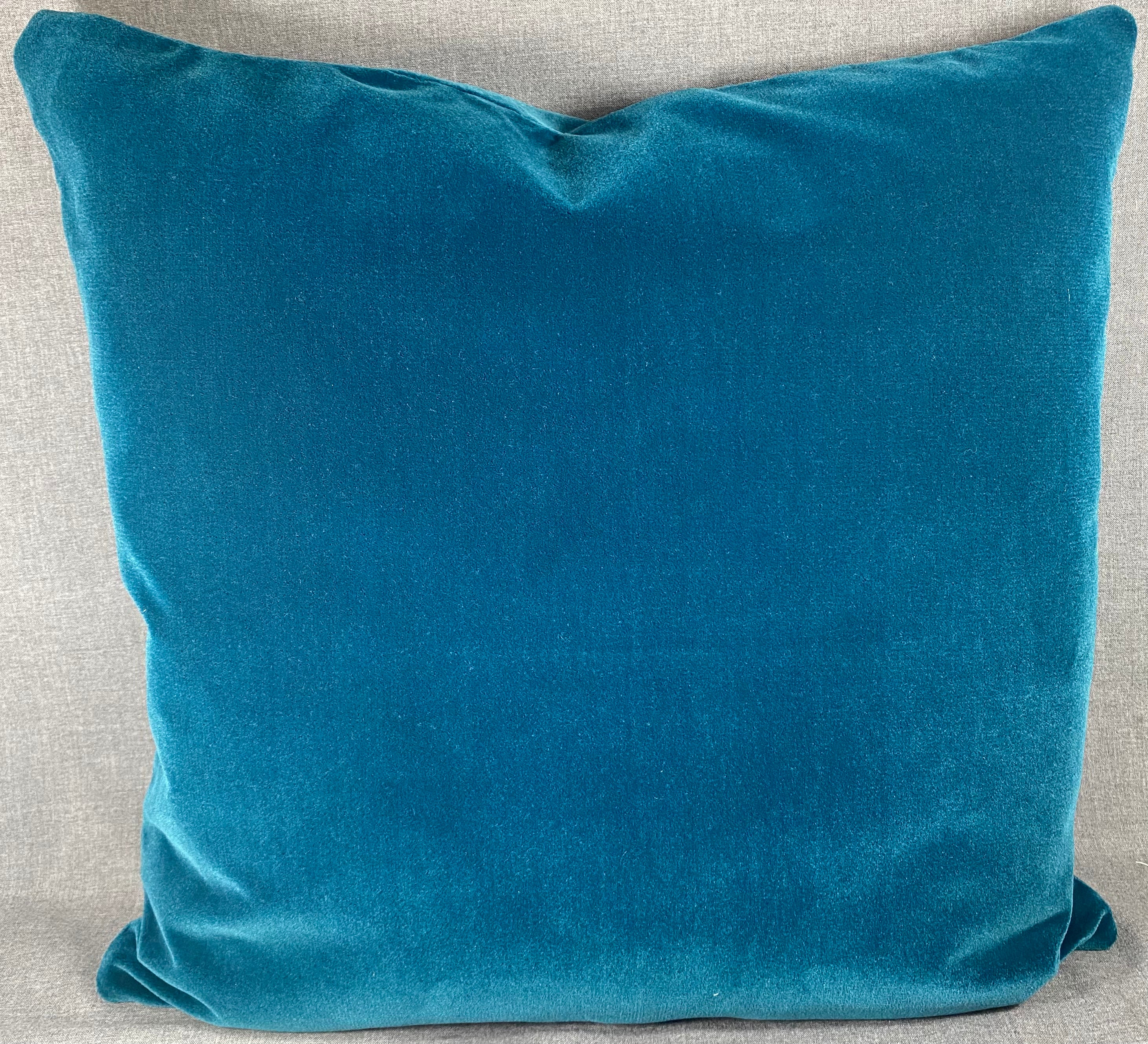 Luxury Pillow - Teal Mohair -  24" x 24"