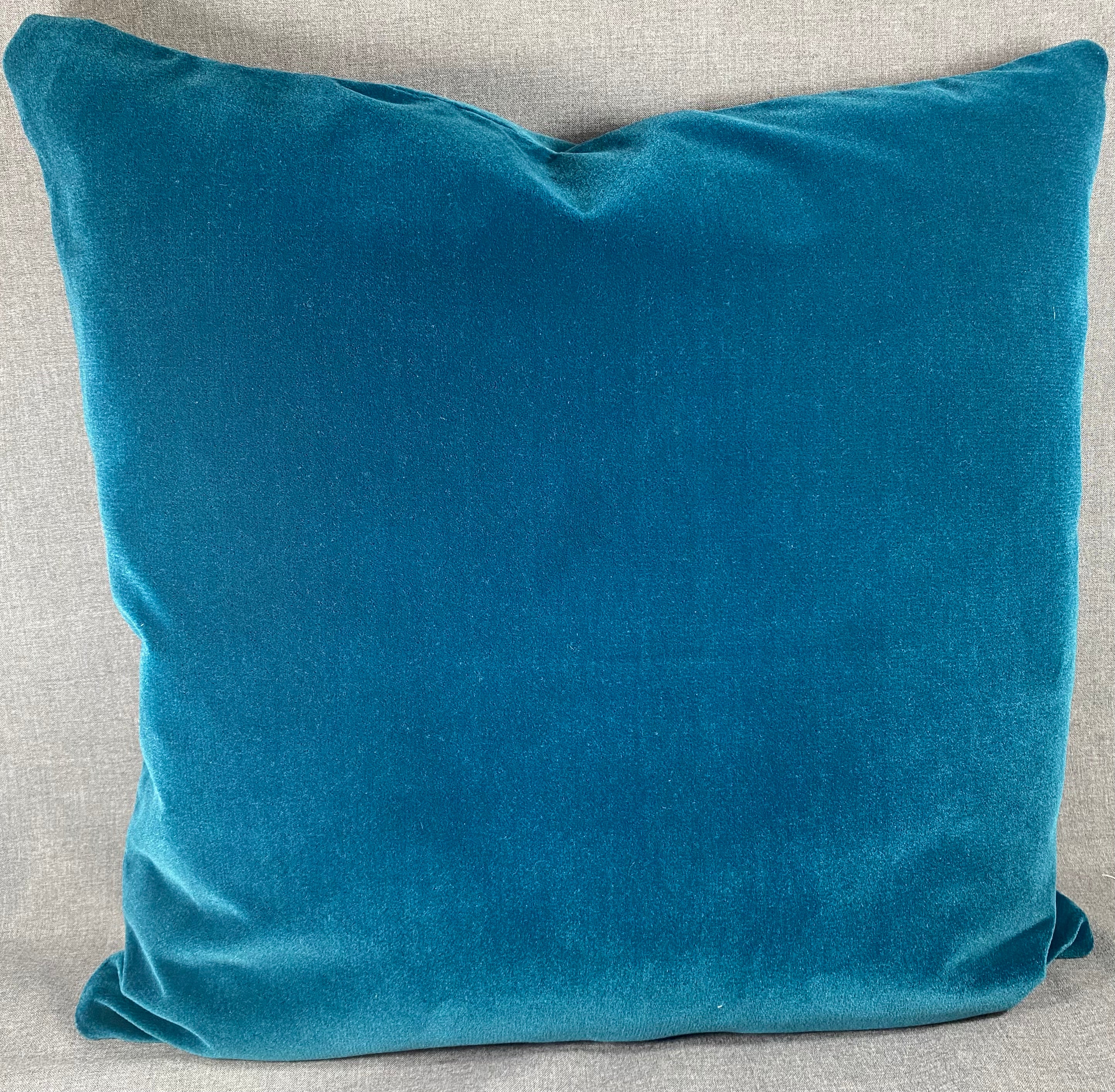 Luxury Pillow - Teal Mohair -  24" x 24"