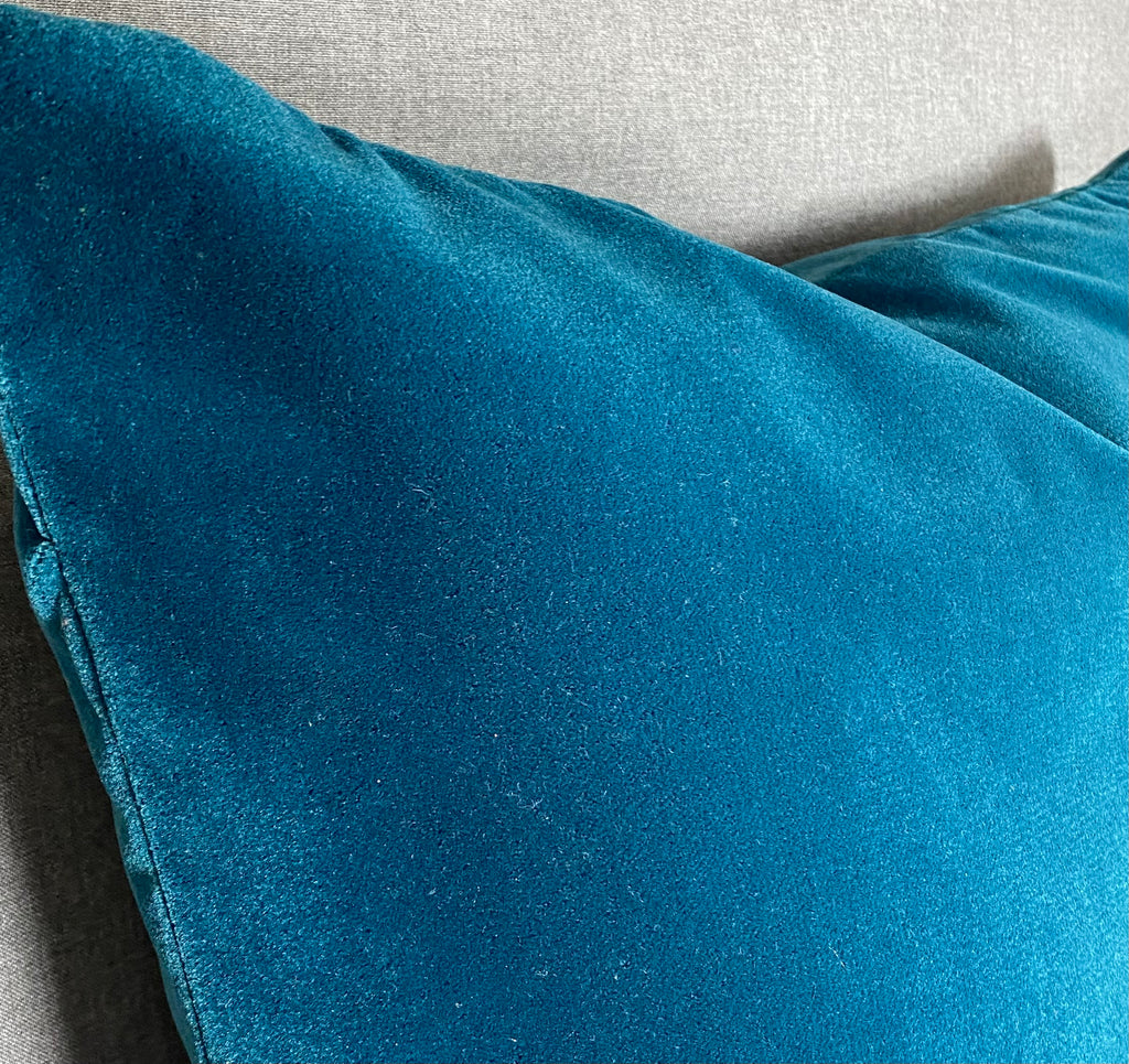 Luxury Pillow - Teal Mohair -  24" x 24"