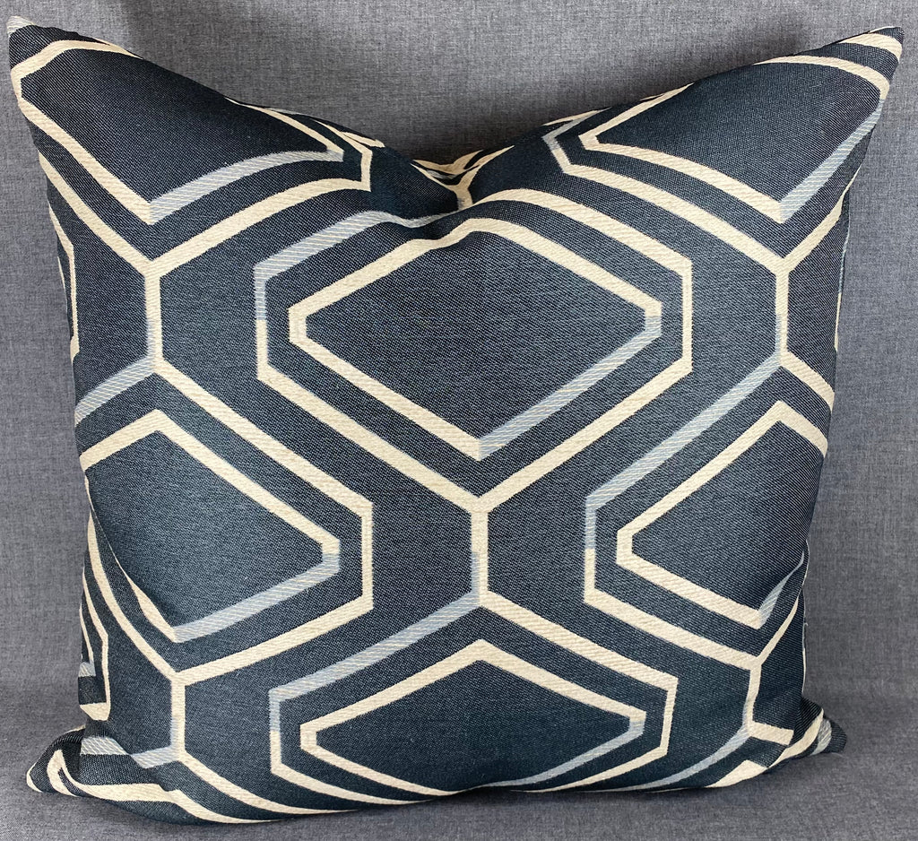 Luxury Pillow -  24" x 24" - Geo Blue