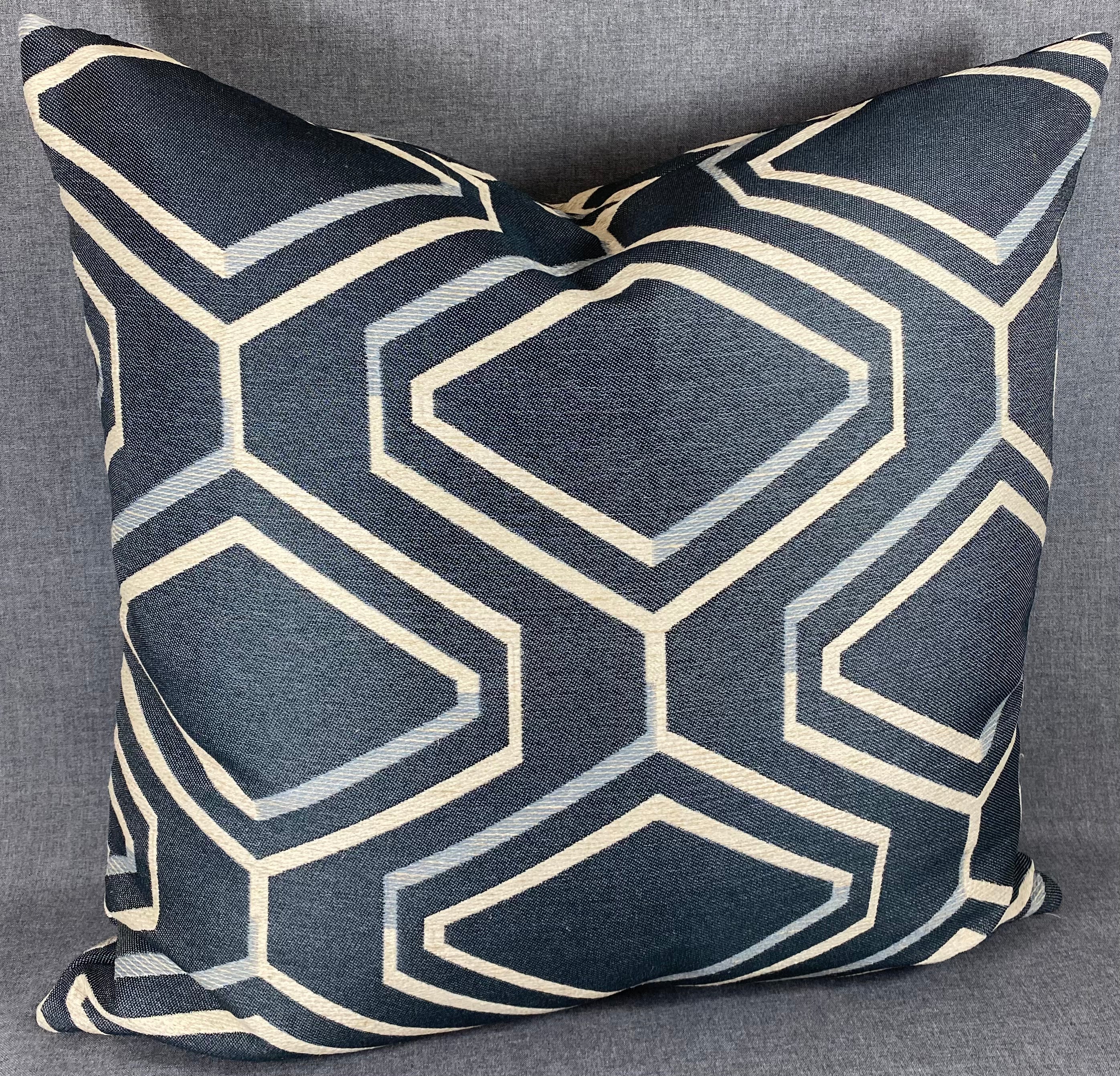 Luxury Pillow -  24" x 24" - Geo Blue