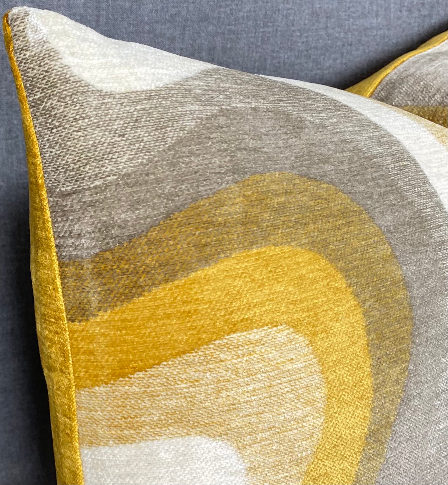 Luxury Lumbar Pillow - 24" x 14" - Saffron Swirl Dramatic Swirl Pattern Of Gold Taupe Cream And Tan