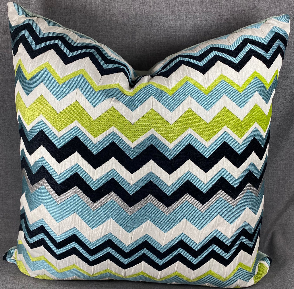 Luxury Pillow -  24" x 24" - Chevron Aqua