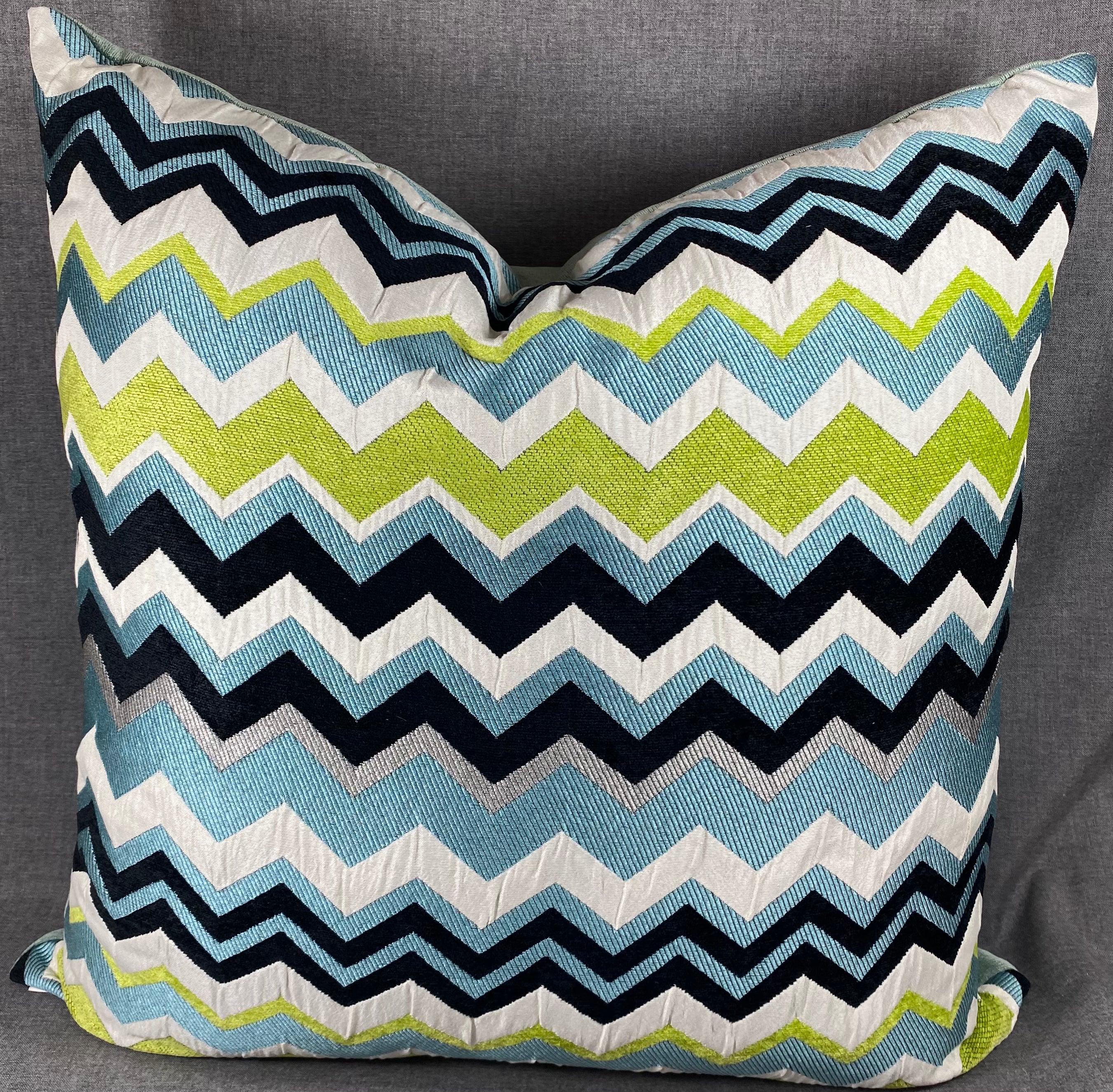 Luxury Pillow -  24" x 24" - Chevron Aqua