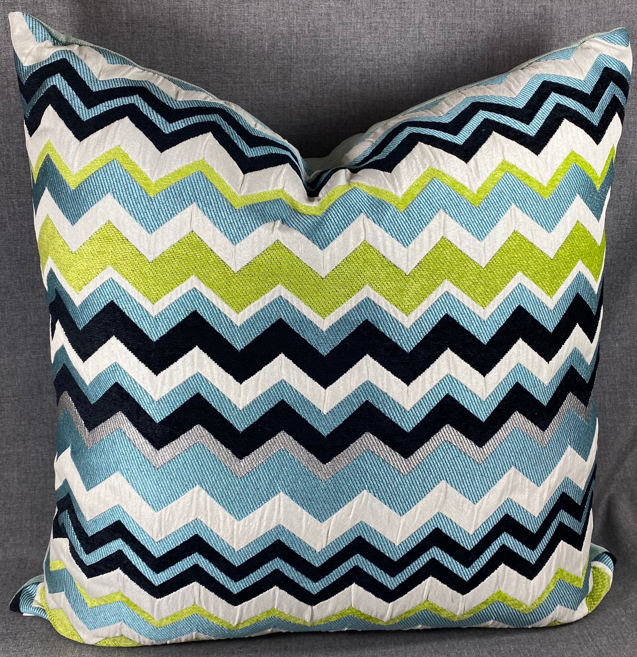 Luxury Pillow -  24" x 24" - Chevron Aqua