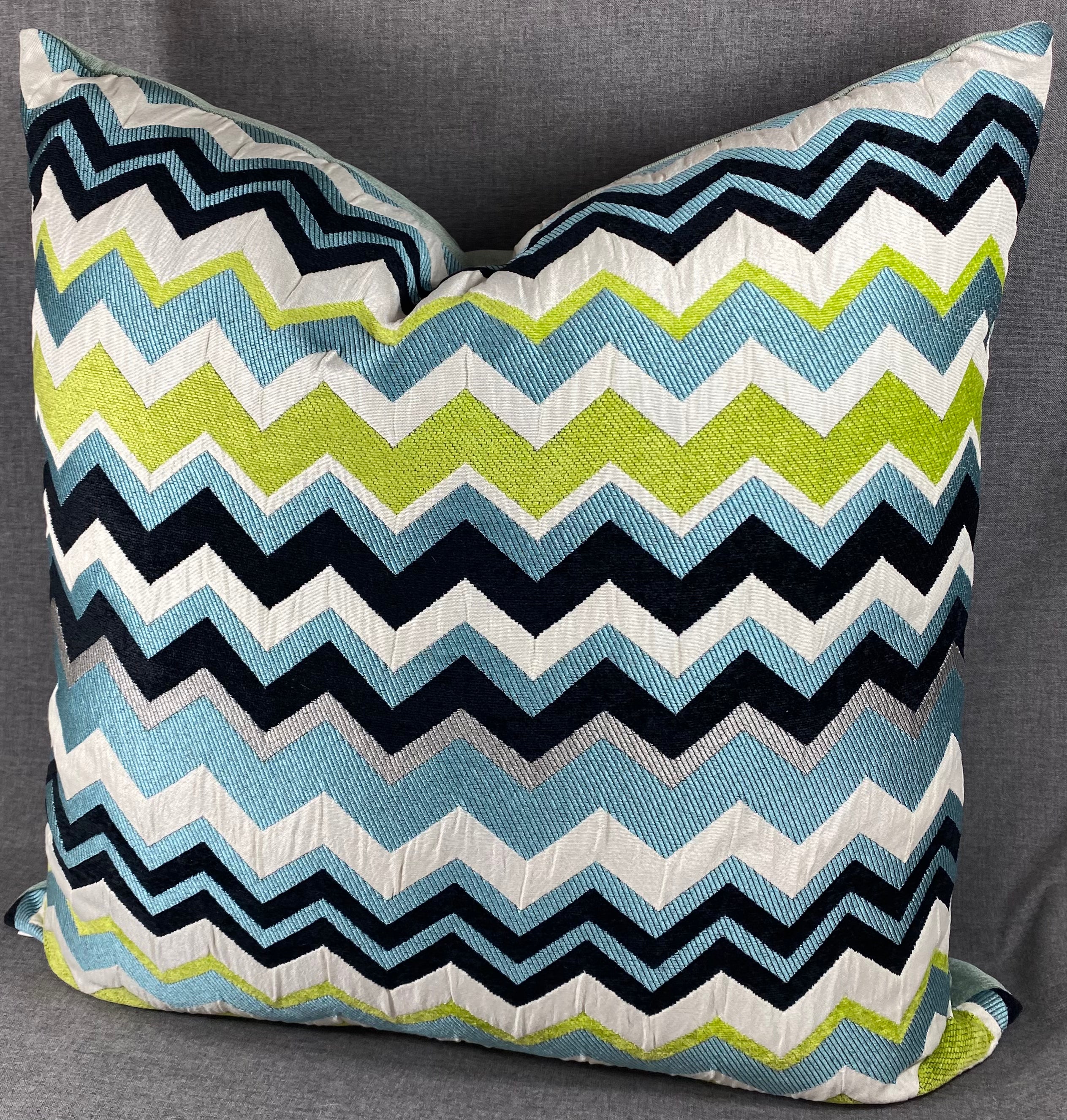 Luxury Pillow -  24" x 24" - Chevron Aqua