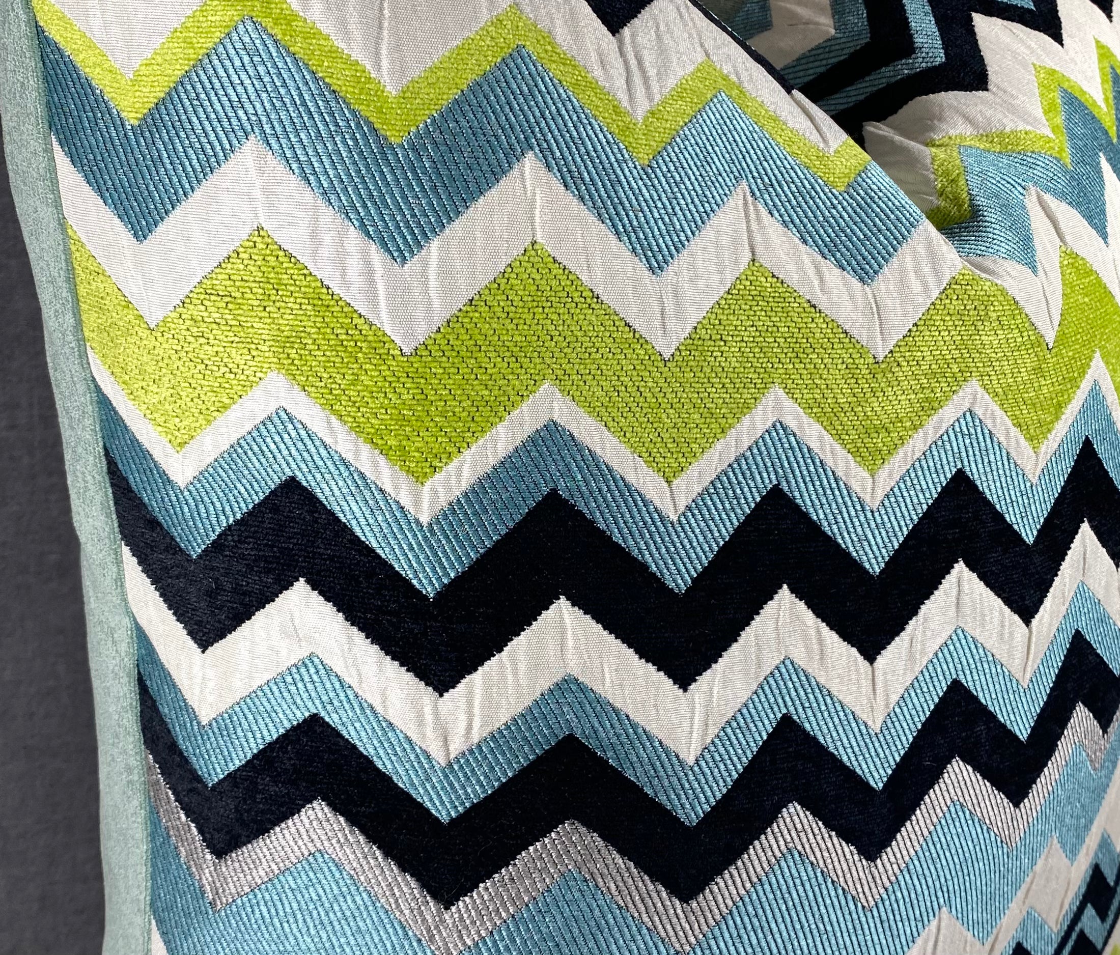 Luxury Pillow -  24" x 24" - Chevron Aqua