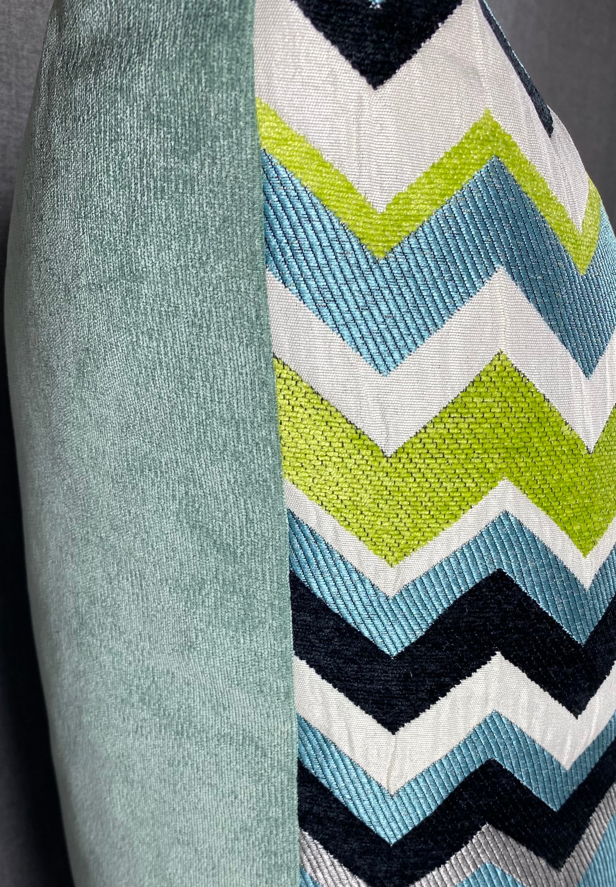 Luxury Pillow -  24" x 24" - Chevron Aqua