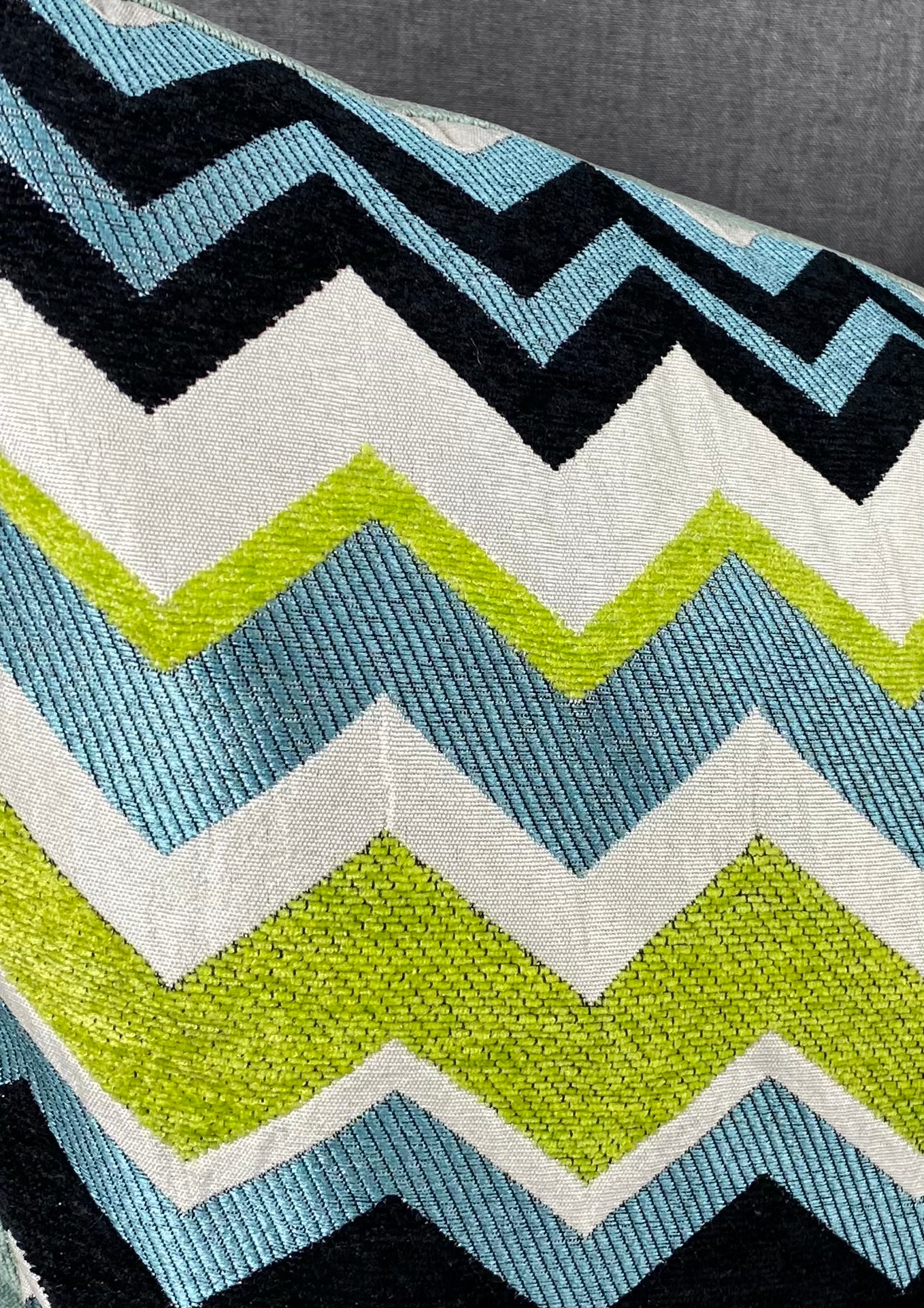 Luxury Lumbar Pillow - 24" x 14"- Chevron Aqua