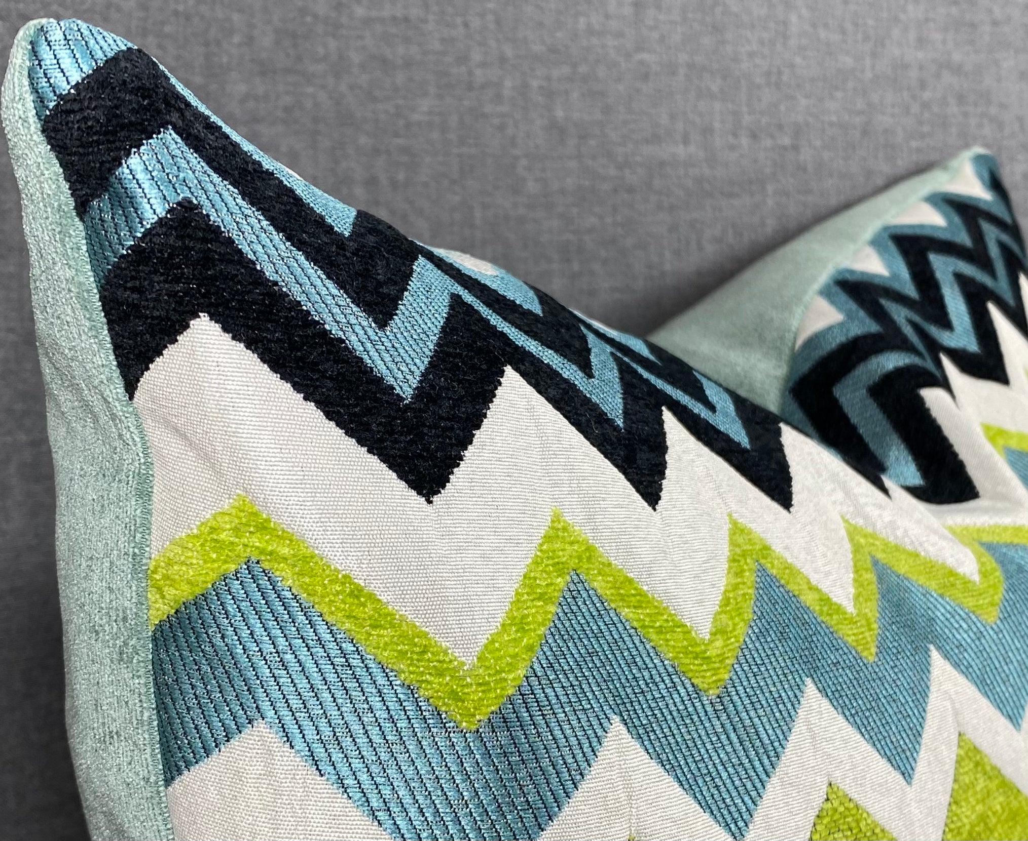 Luxury Lumbar Pillow - 24" x 14"- Chevron Aqua