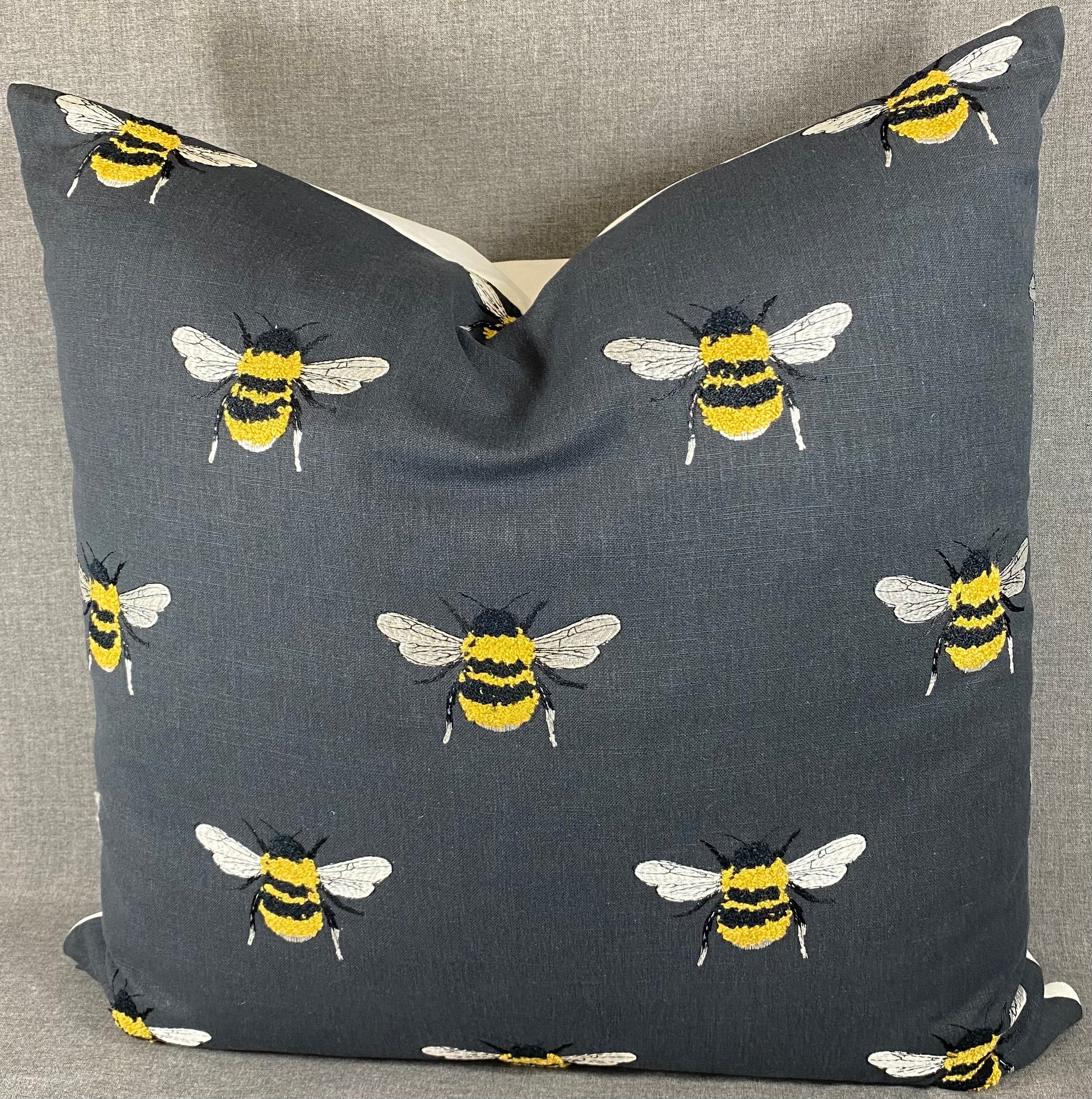 Luxury Pillow - 24" x 24" - Busy Bee-Charcoal