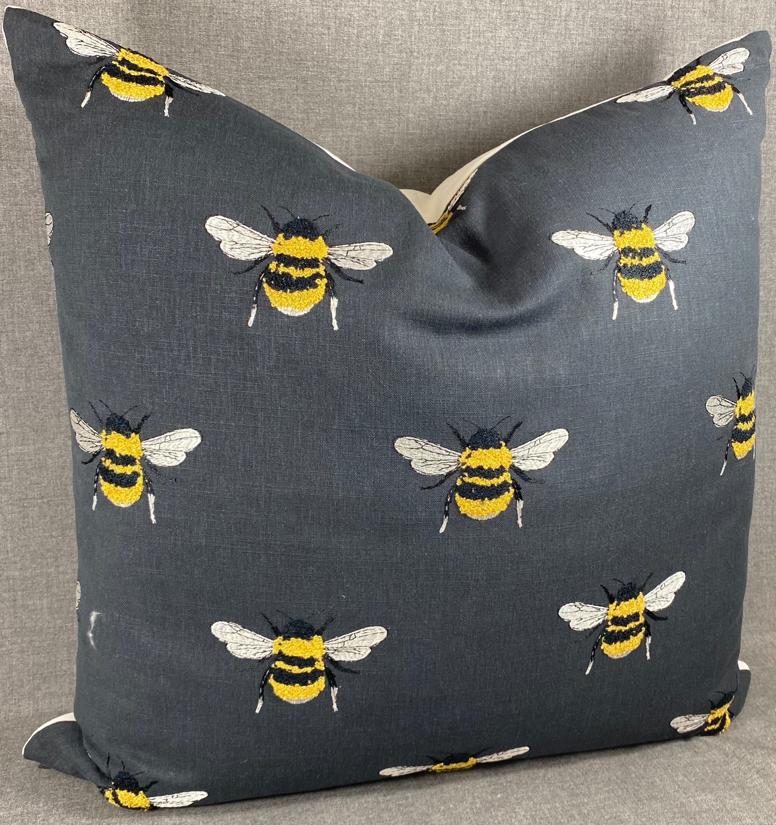 Luxury Pillow - 24" x 24" - Busy Bee-Charcoal