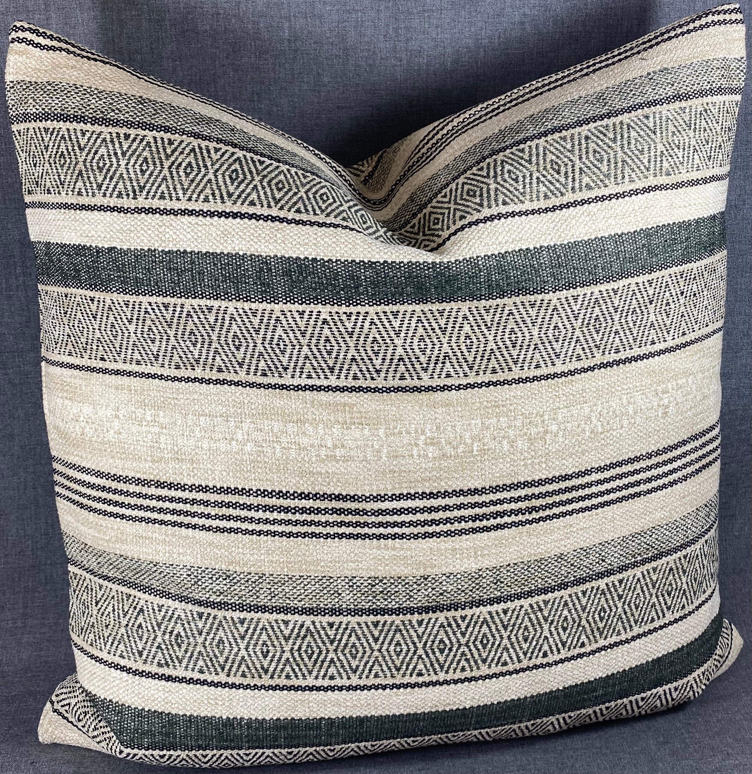 Luxury Pillow – 24" × 24" – Holmby Hills Ebony | Woven Stripes – Kim ...