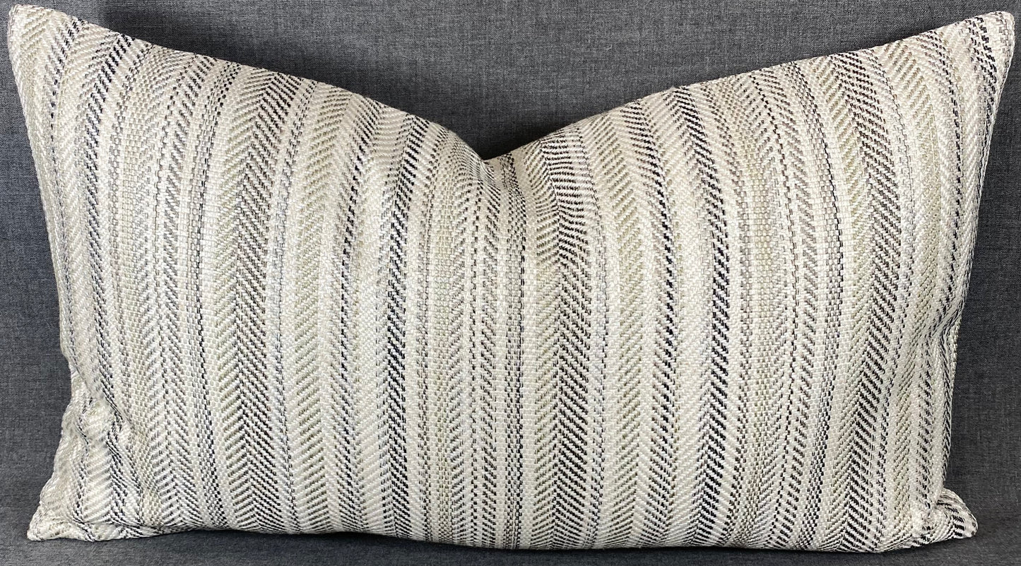 Luxury Lumbar Pillow - 24" x 14" - Pearl Woven Pewter