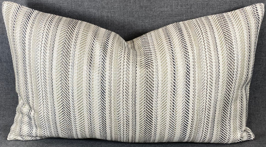Luxury Lumbar Pillow - 24" x 14" - Pearl Woven Pewter
