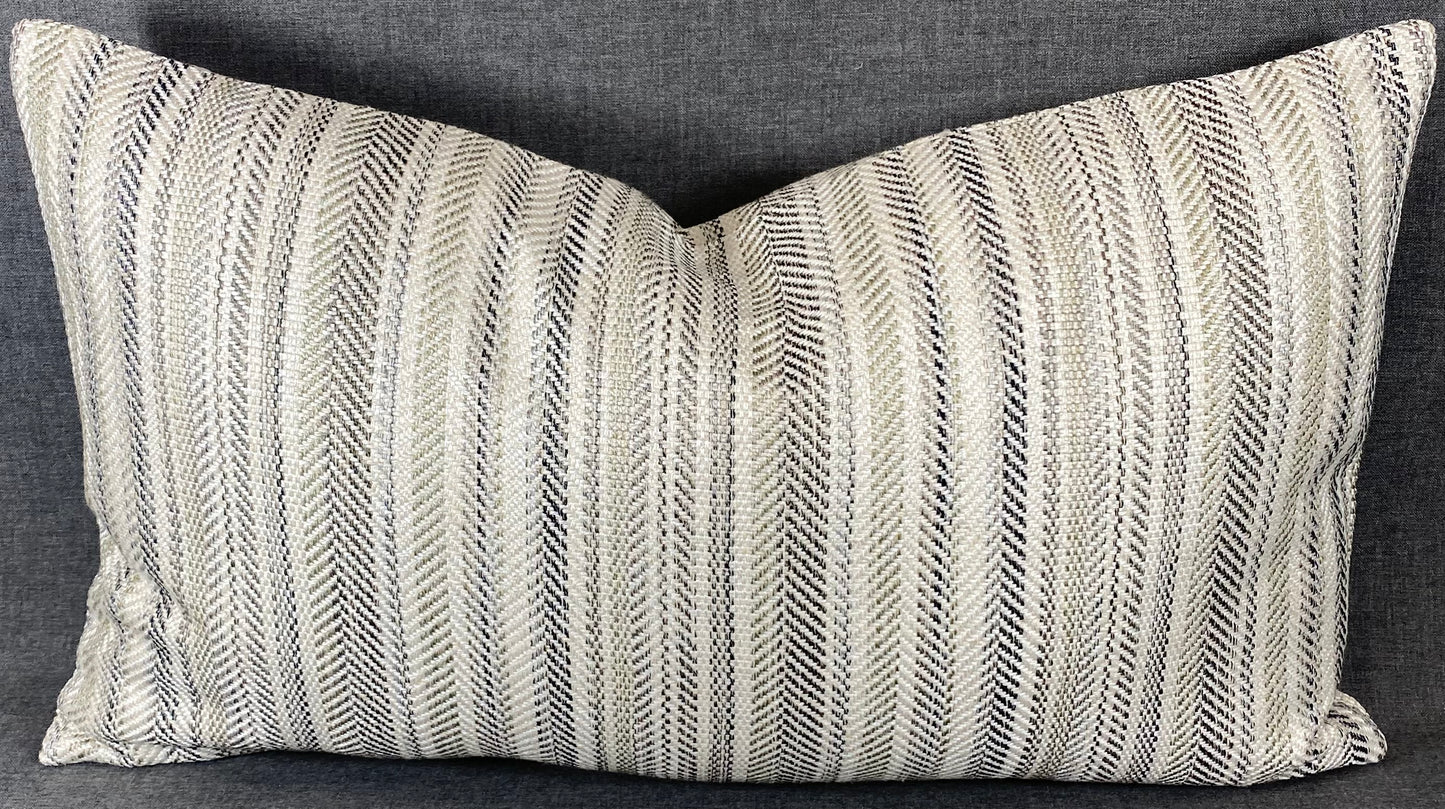 Luxury Lumbar Pillow - 24" x 14" - Pearl Woven Pewter