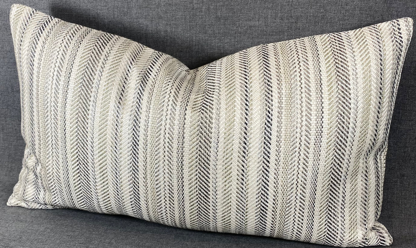 Luxury Lumbar Pillow - 24" x 14" - Pearl Woven Pewter