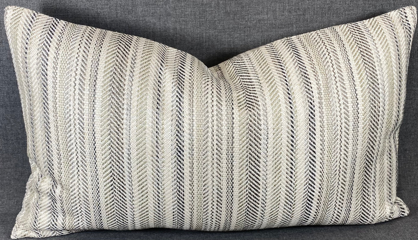 Luxury Lumbar Pillow - 24" x 14" - Pearl Woven Pewter
