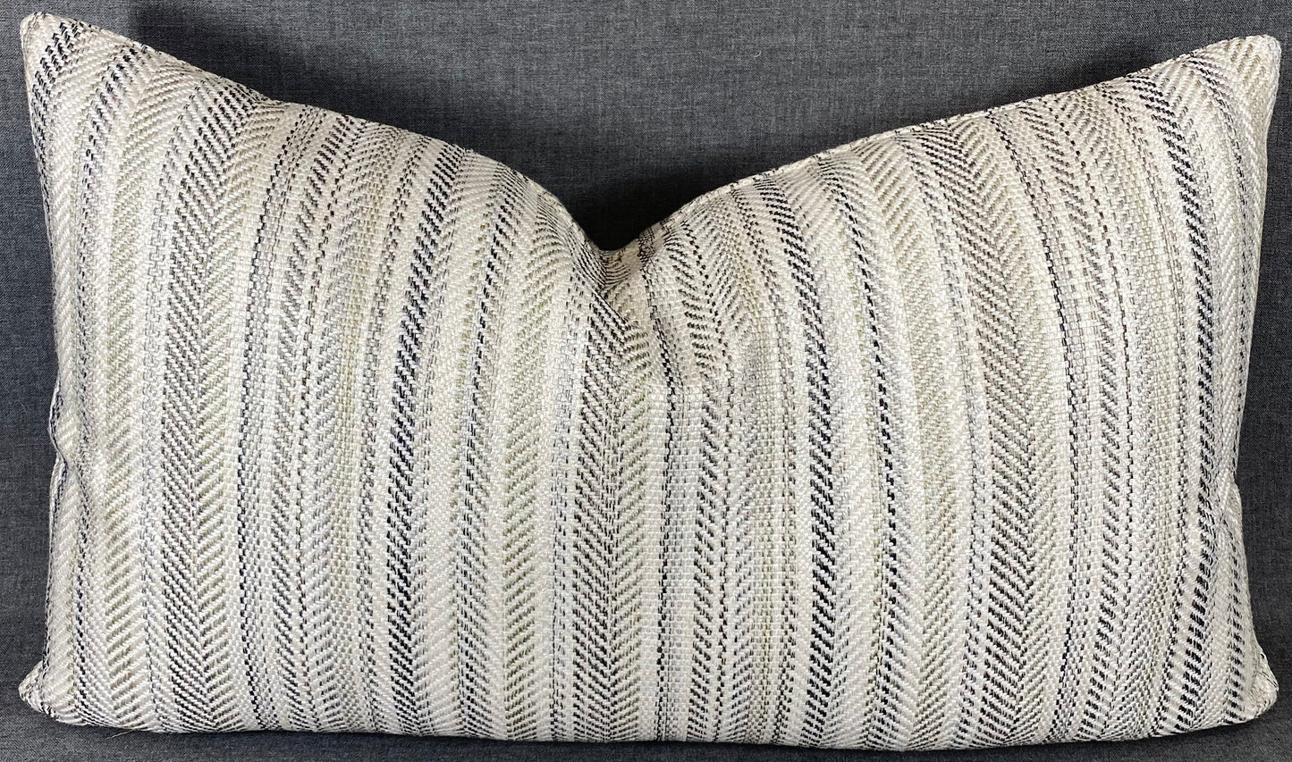 Luxury Lumbar Pillow - 24" x 14" - Pearl Woven Pewter