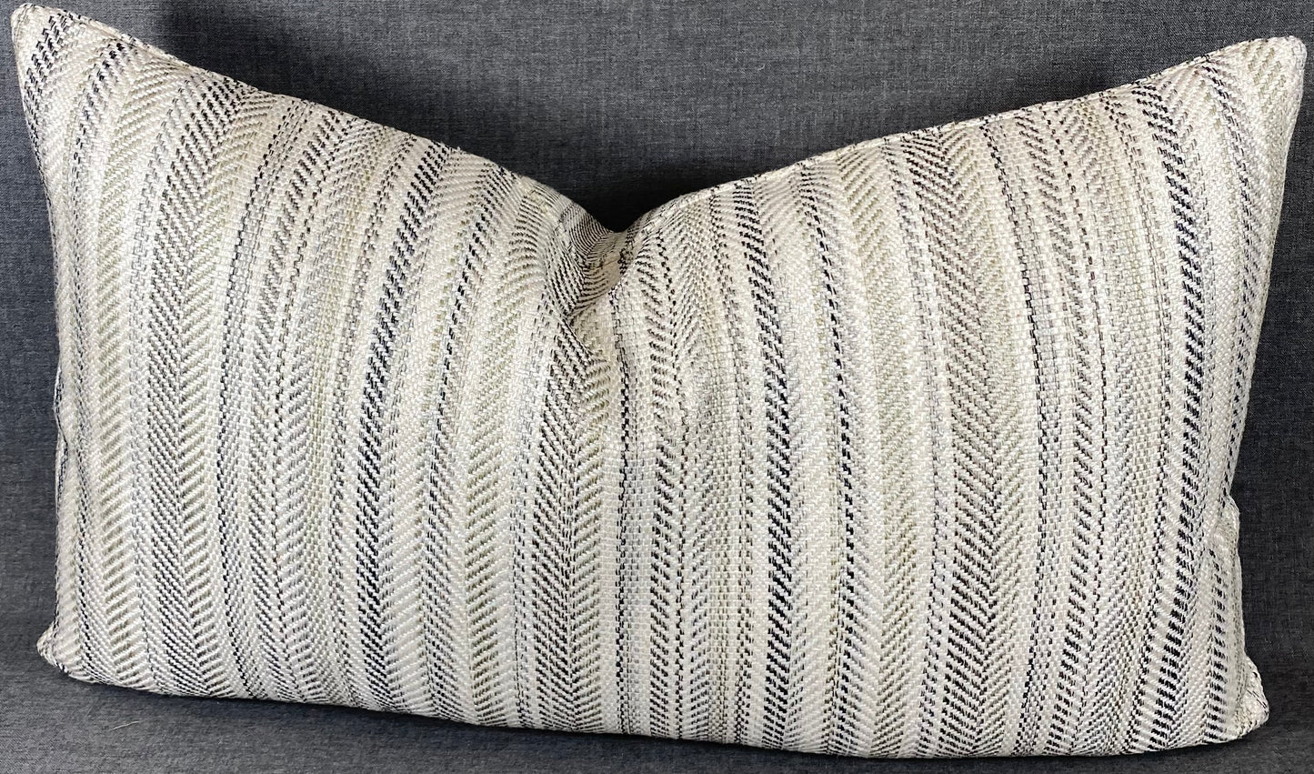 Luxury Lumbar Pillow - 24" x 14" - Pearl Woven Pewter