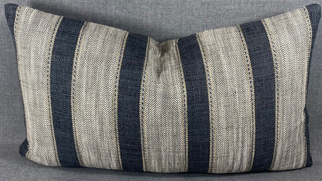 Luxury Lumbar Pillow - 24" x 14"-  Natural Weave Charcoal