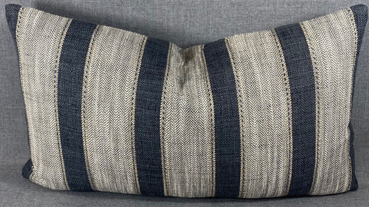 Luxury Lumbar Pillow - 24" x 14" -  Natural Weave Charcoal