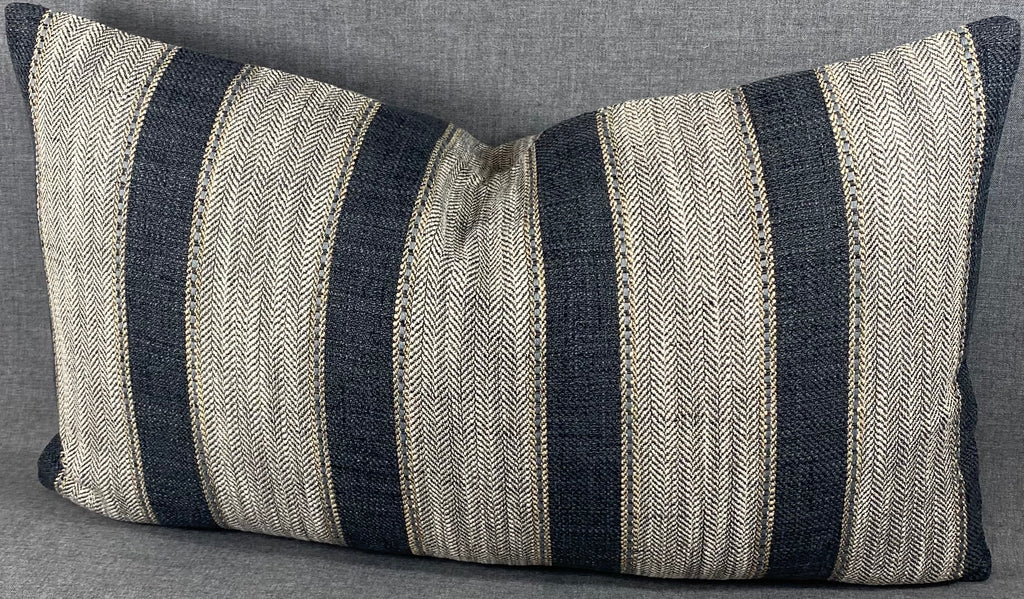 Luxury Lumbar Pillow - 24" x 14"-  Natural Weave Charcoal