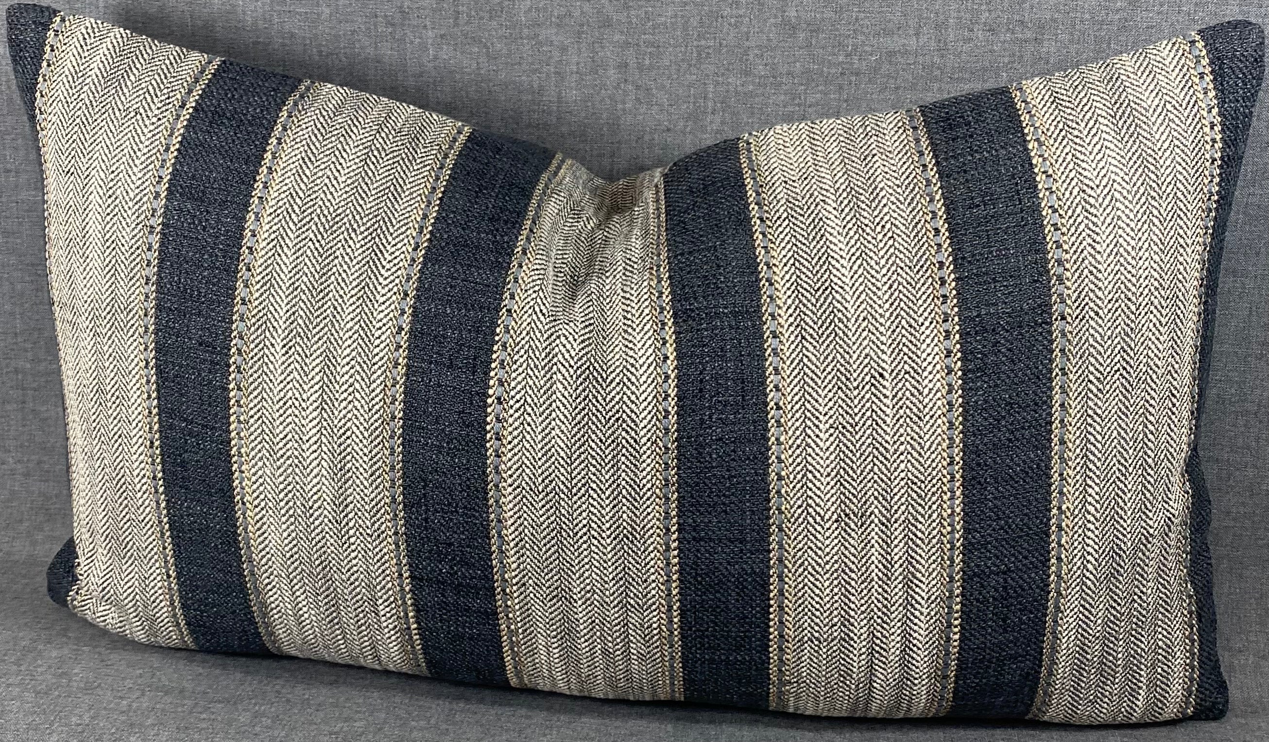 Luxury Lumbar Pillow - 24" x 14"-  Natural Weave Charcoal