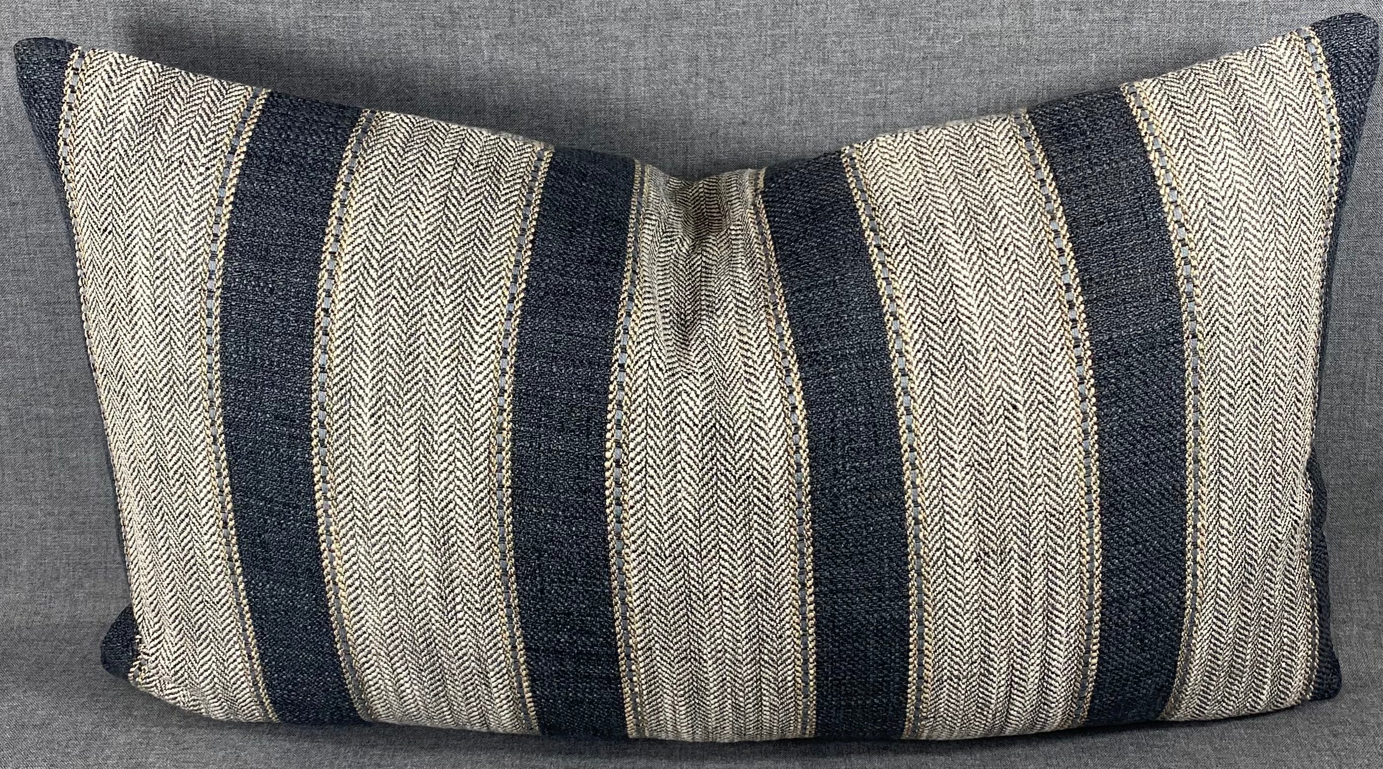 Luxury Lumbar Pillow - 24" x 14"-  Natural Weave Charcoal