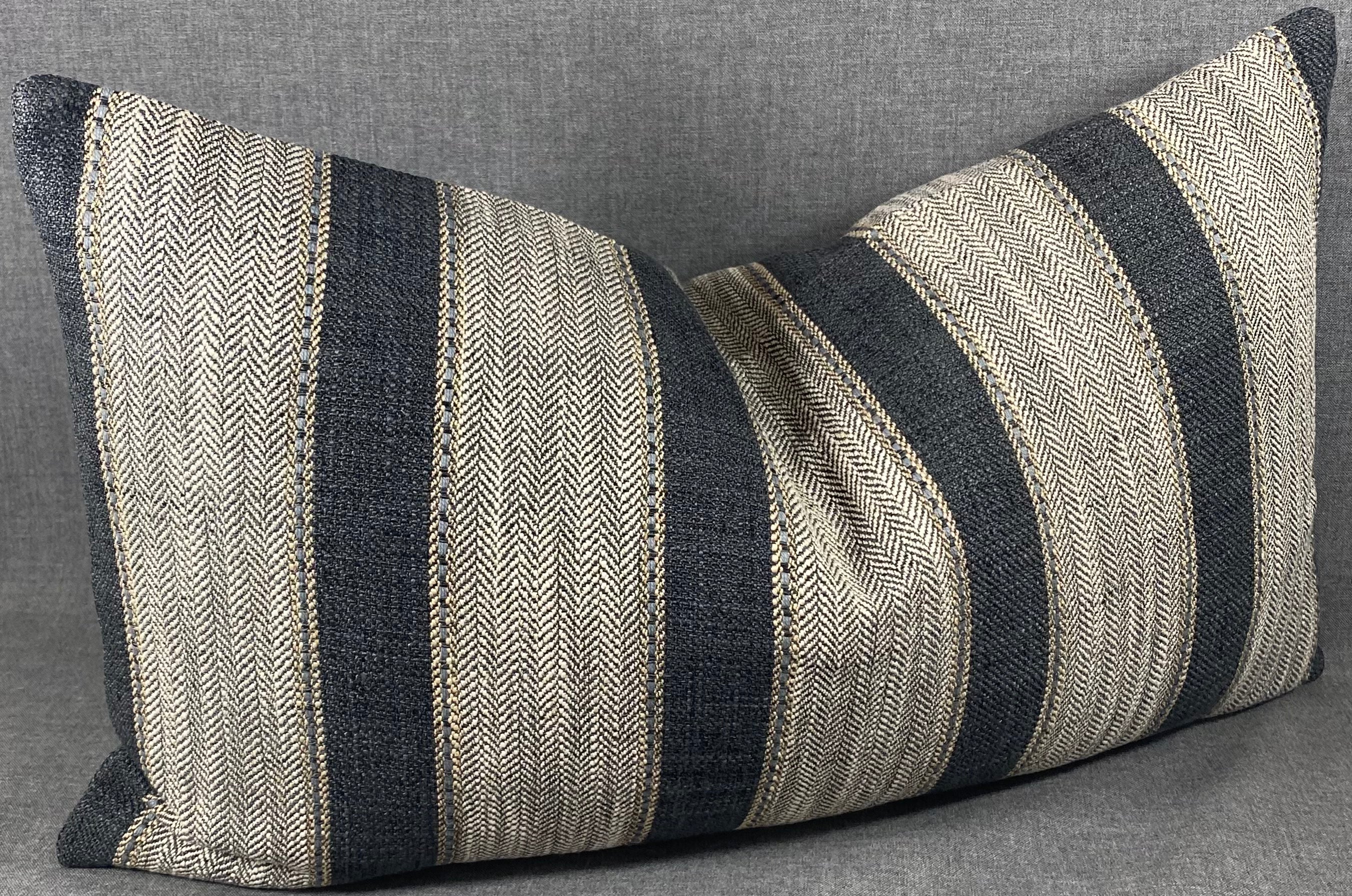 Luxury Lumbar Pillow - 24" x 14"-  Natural Weave Charcoal