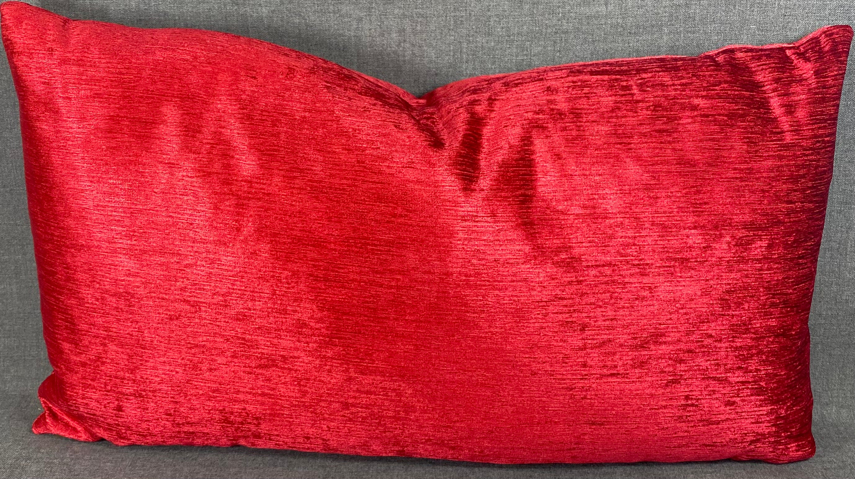 Luxury Lumbar Pillow - 24" x 14" - Empress Casandra Red Double Front