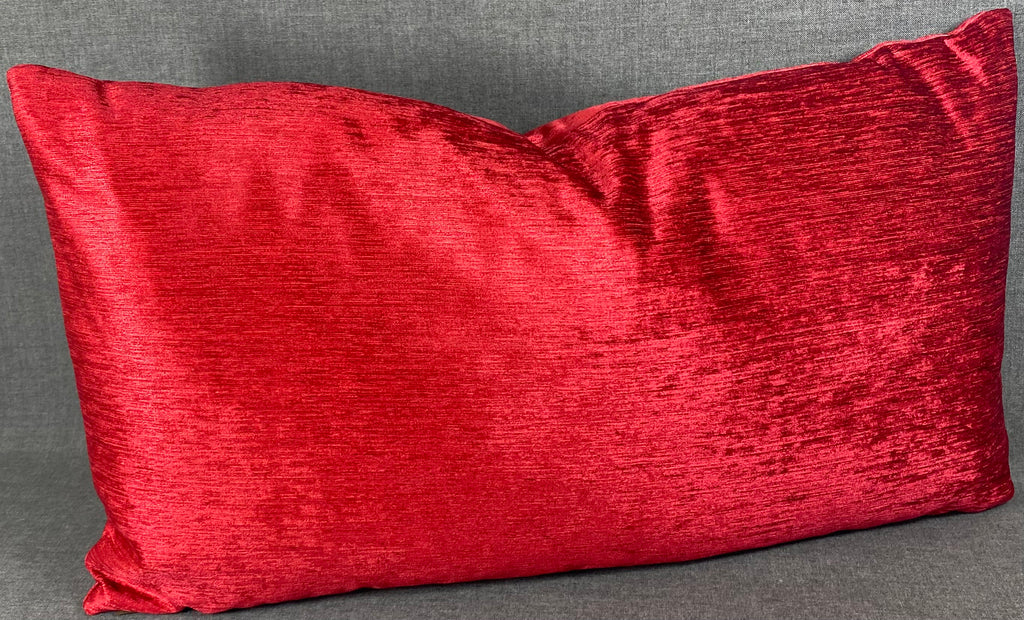 Luxury Lumbar Pillow - 24" x 14"- Empress Casandra Red Double Front