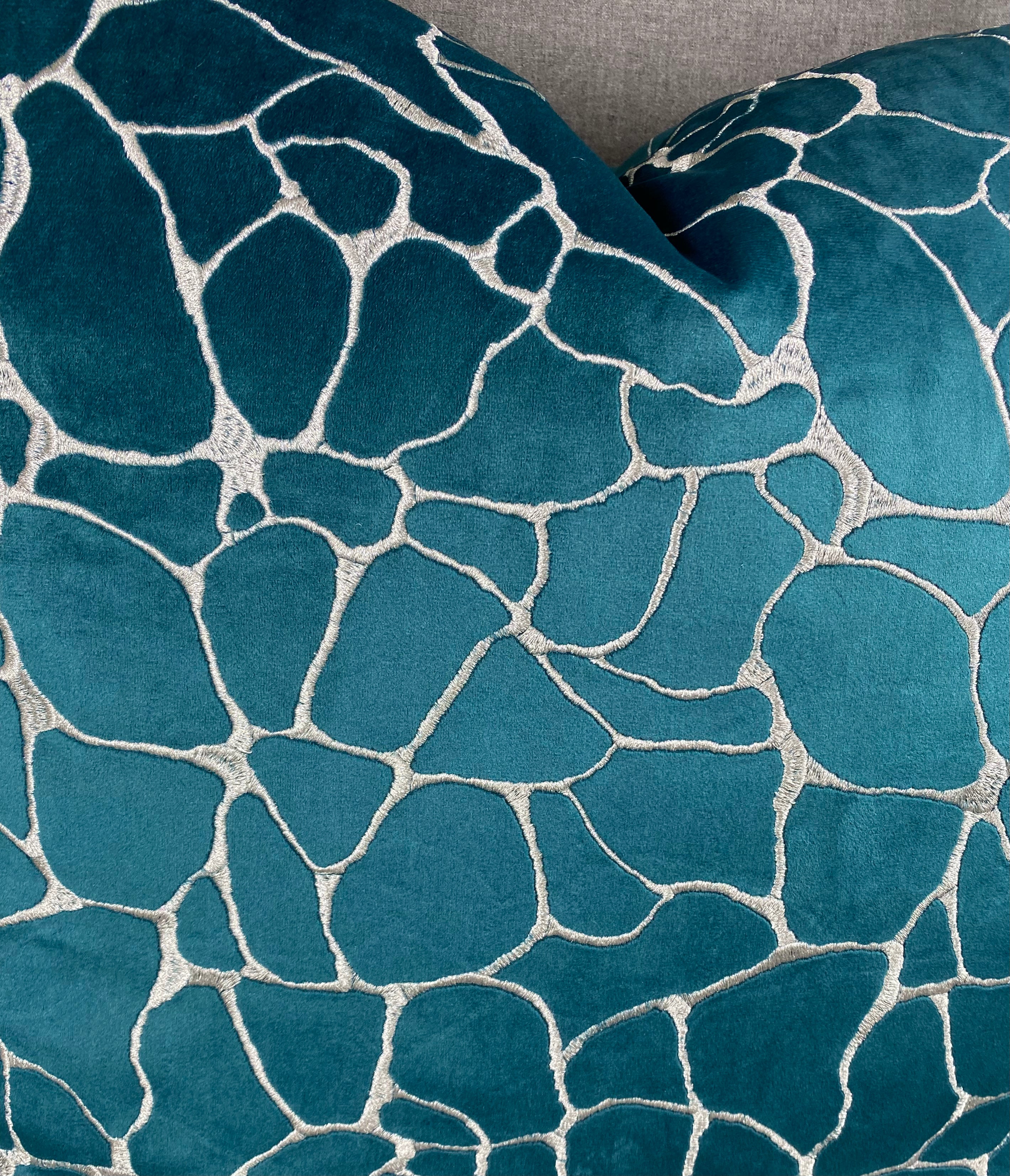 Luxury Pillow – 24" × 24" – Dare Laguna | Teal Embroidered – Kim ...