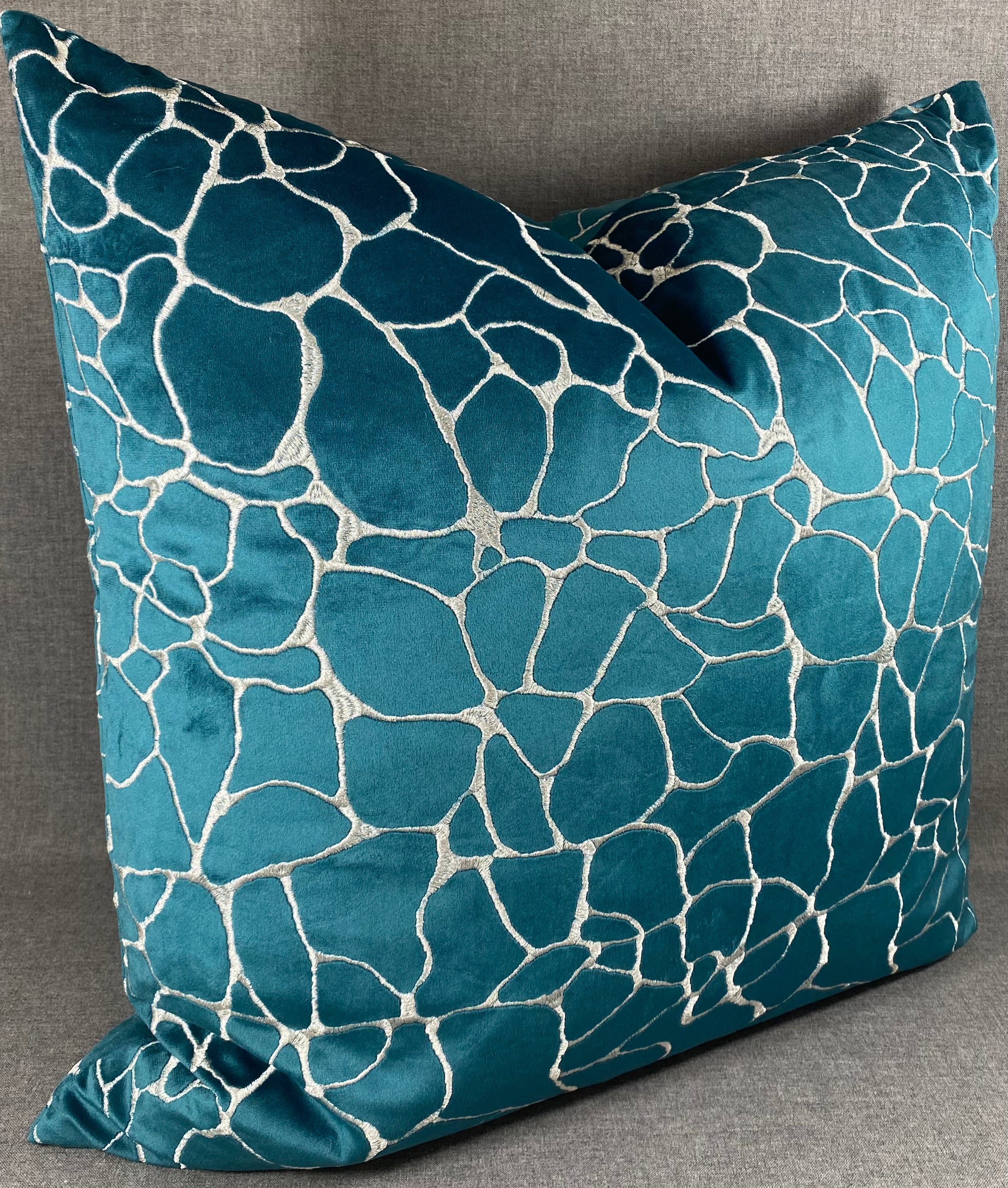 Luxury Pillow – 24" × 24" – Dare Laguna | Teal Embroidered – Kim ...