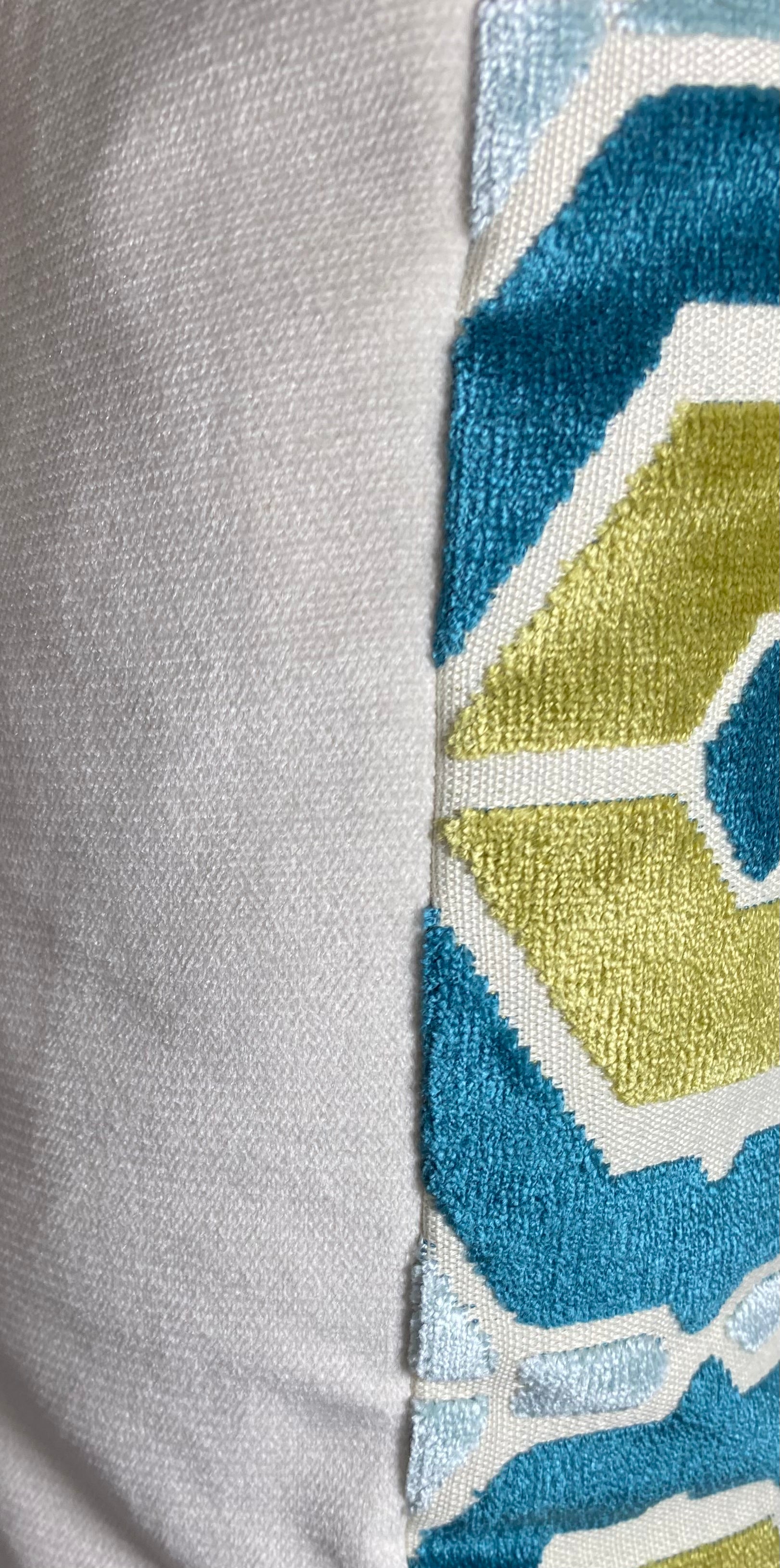 Luxury Pillow - 24" x 24" - Dellan Teal Geometrics In Teal And Green A Dark Teal Base