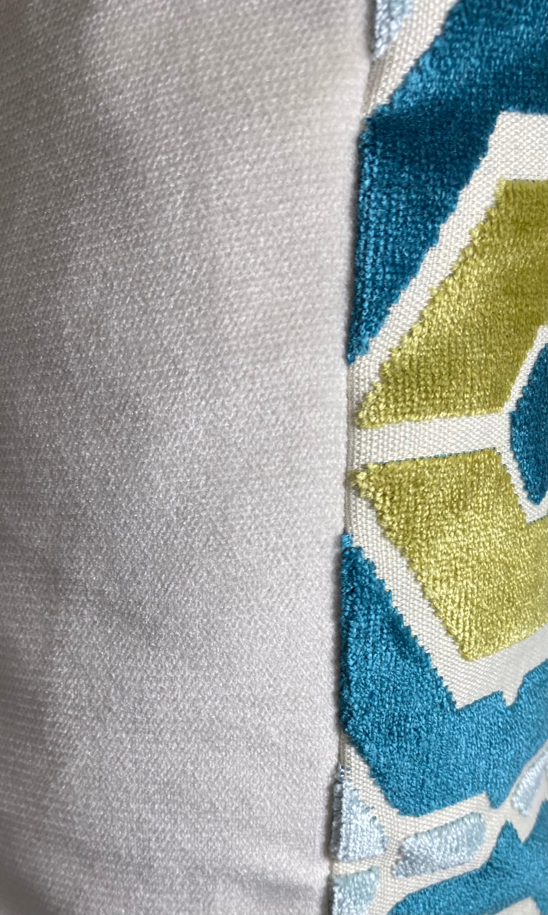 Luxury Pillow - 24" x 24" - Dellan Teal Geometrics In Teal And Green A Dark Teal Base