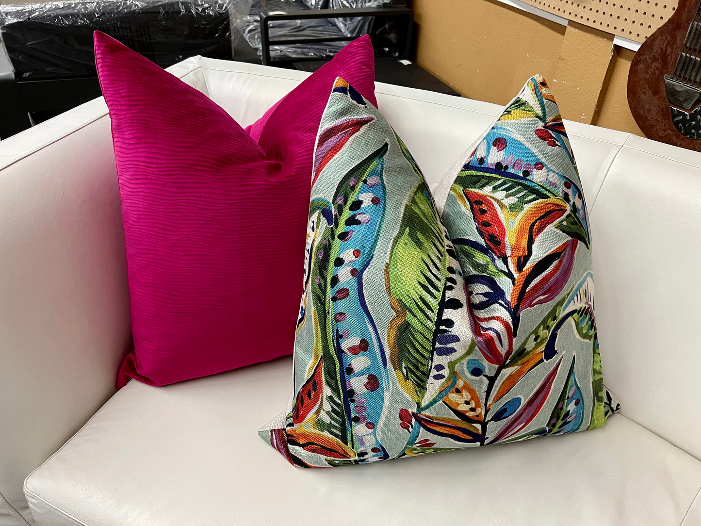 Luxury Pillow - 24” x 24” - Stream Fuchsia; Brilliant fuchsia in a soft wavey patterned fabric